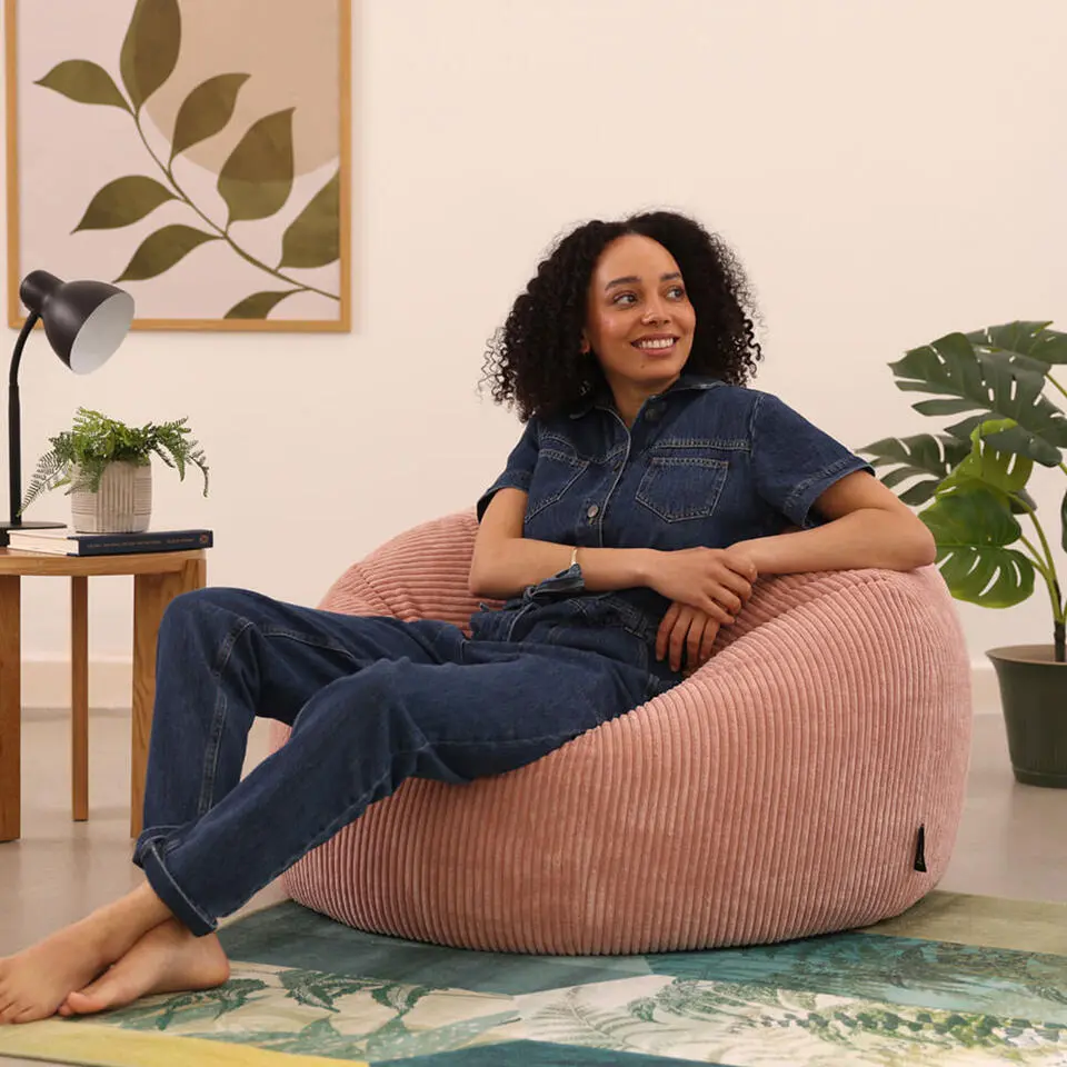 Set van 2 icon Zitzak Kingston - Corduroy Zitzak Volwassenen - Oud roze