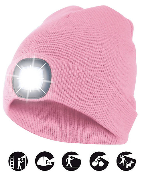 LIGHTHOUSE: Bonnet avec lampe frontale LED rechargeable. Rose