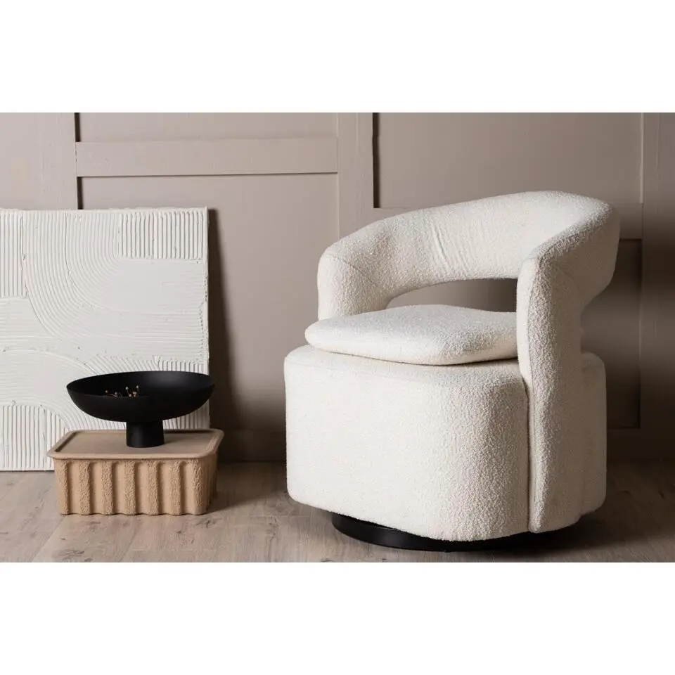 Svea - Teno draaibare fauteuil - boucle - wit