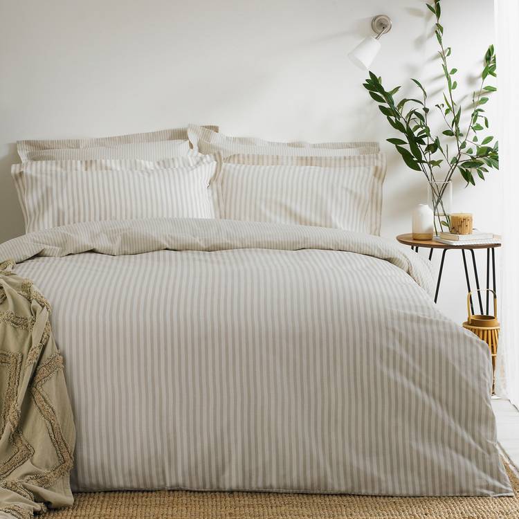 Yard Hebden Cotton Stripe Natural Bedding Set - Single
