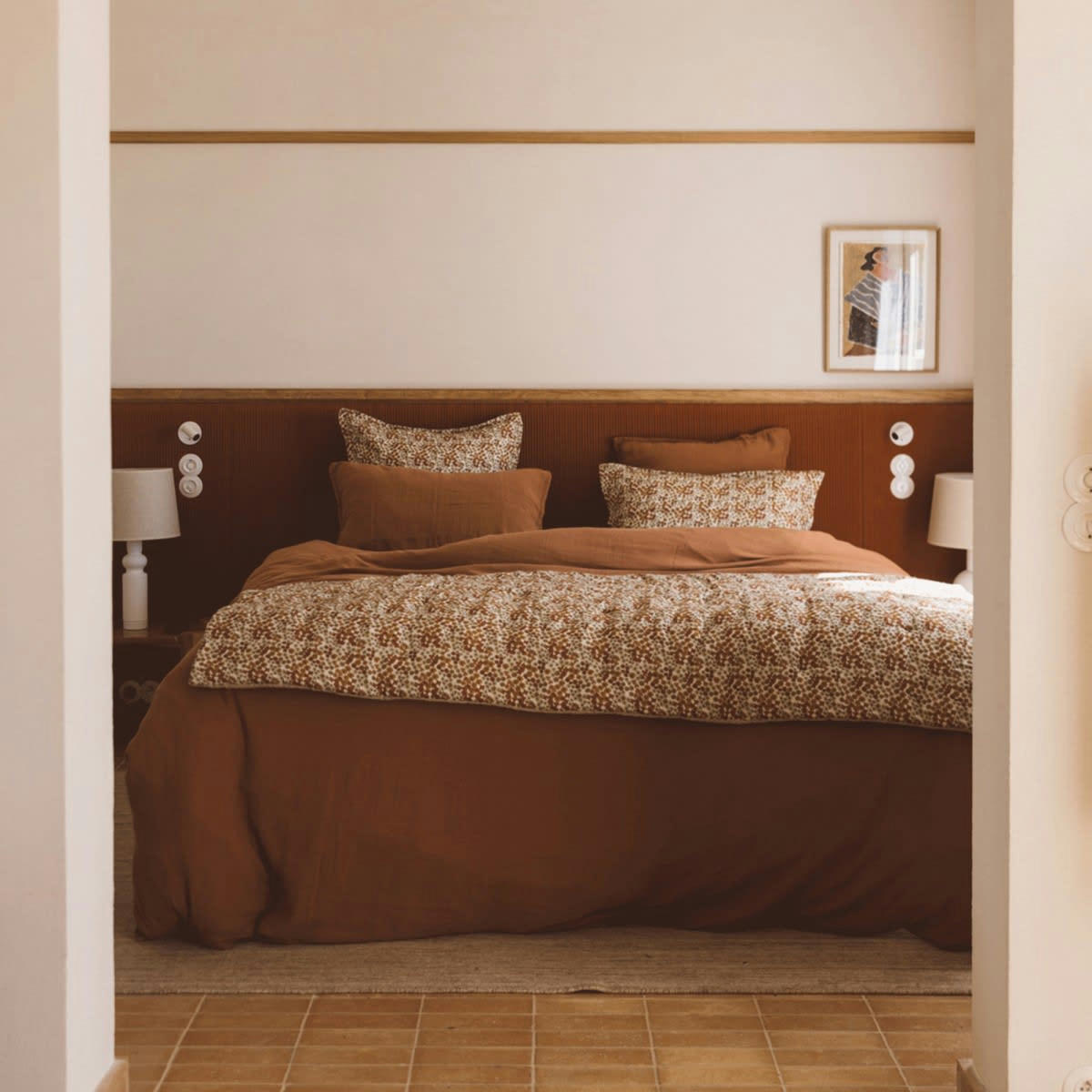 LES ESSENTIELS - Housse de couette en gaze de coton terracotta 260x240