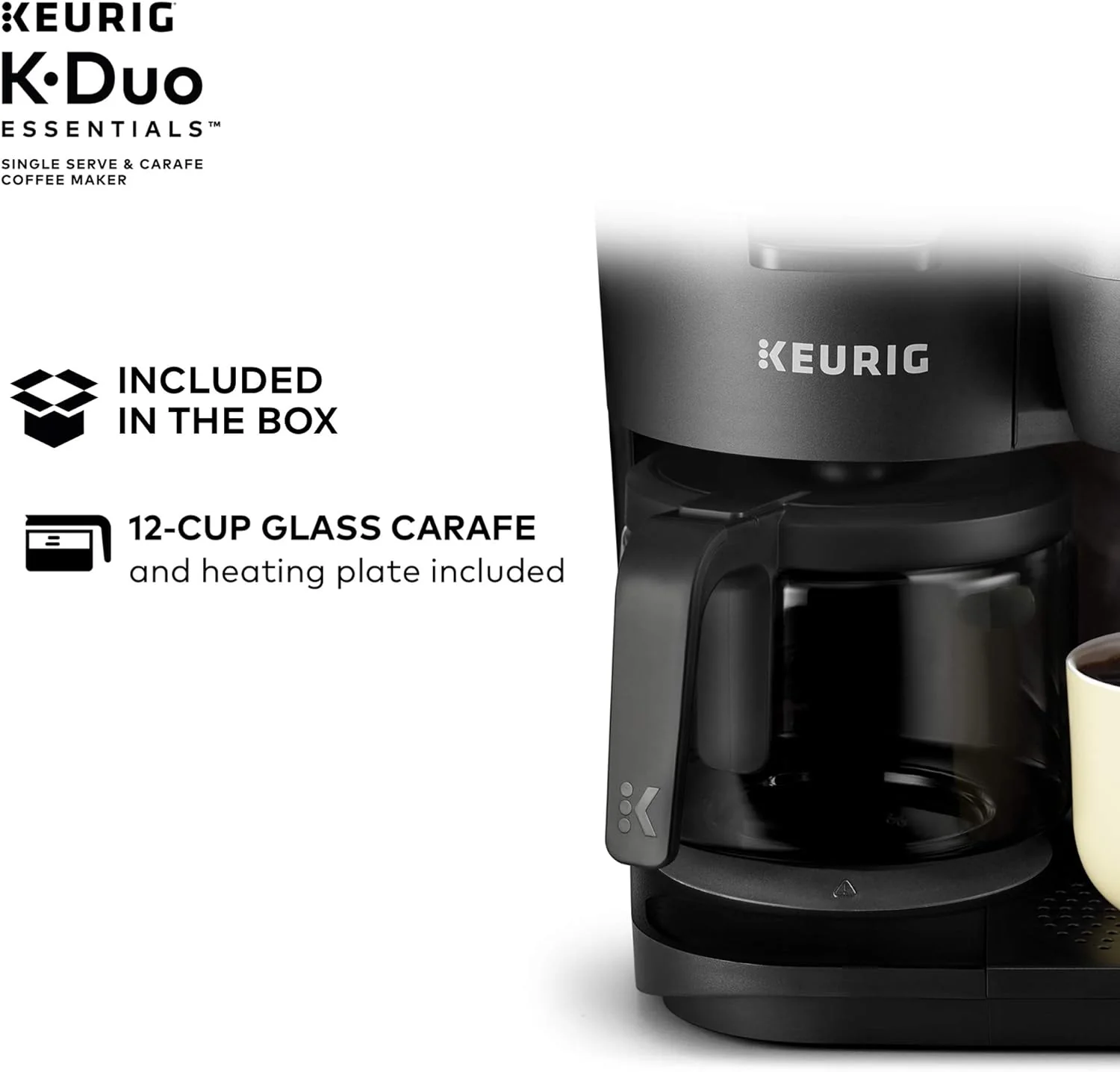 Duo Single Serve K-Cup Pod  Carafe Coffee Maker, Black