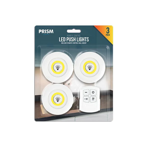 Prism Remote Control Push Lights 3 Pk