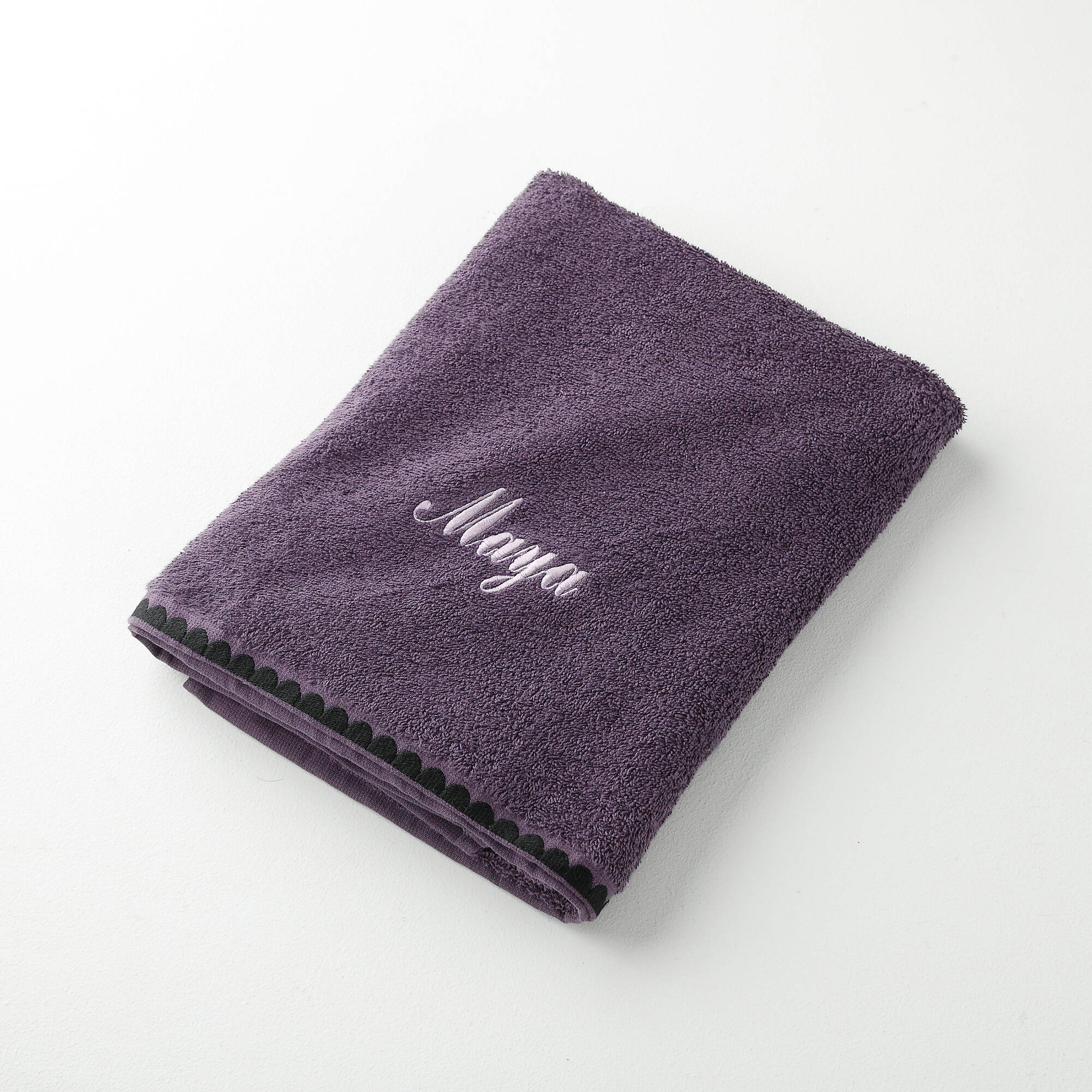 Serviettes de bain finition broderie fantaisie personnalisable - 420g/m2