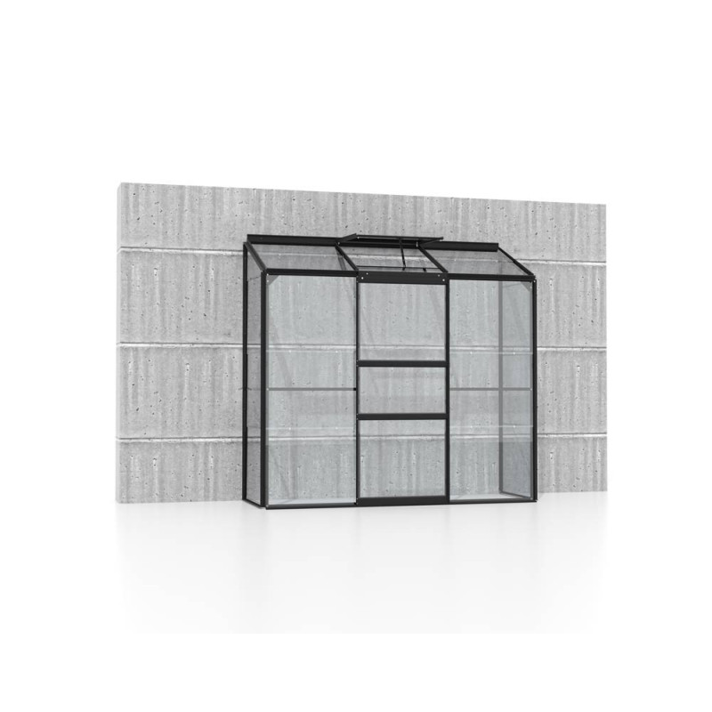 Serre adossée en verre Styx noire 1,3 m² VITAVIA