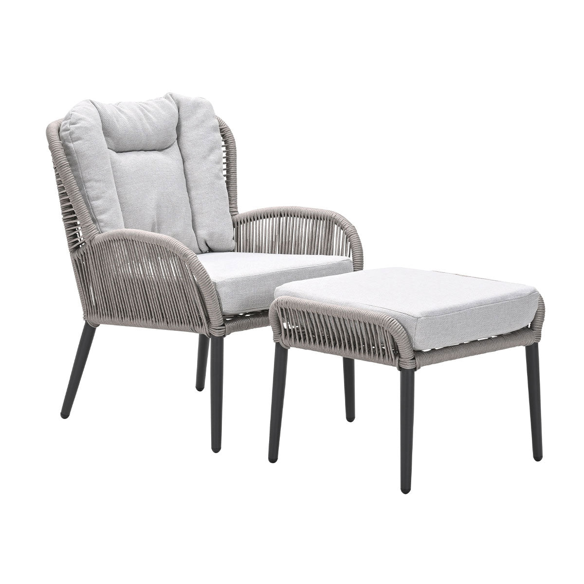 Garden Impressions loungestoel Bentong taupe incl voetenbank