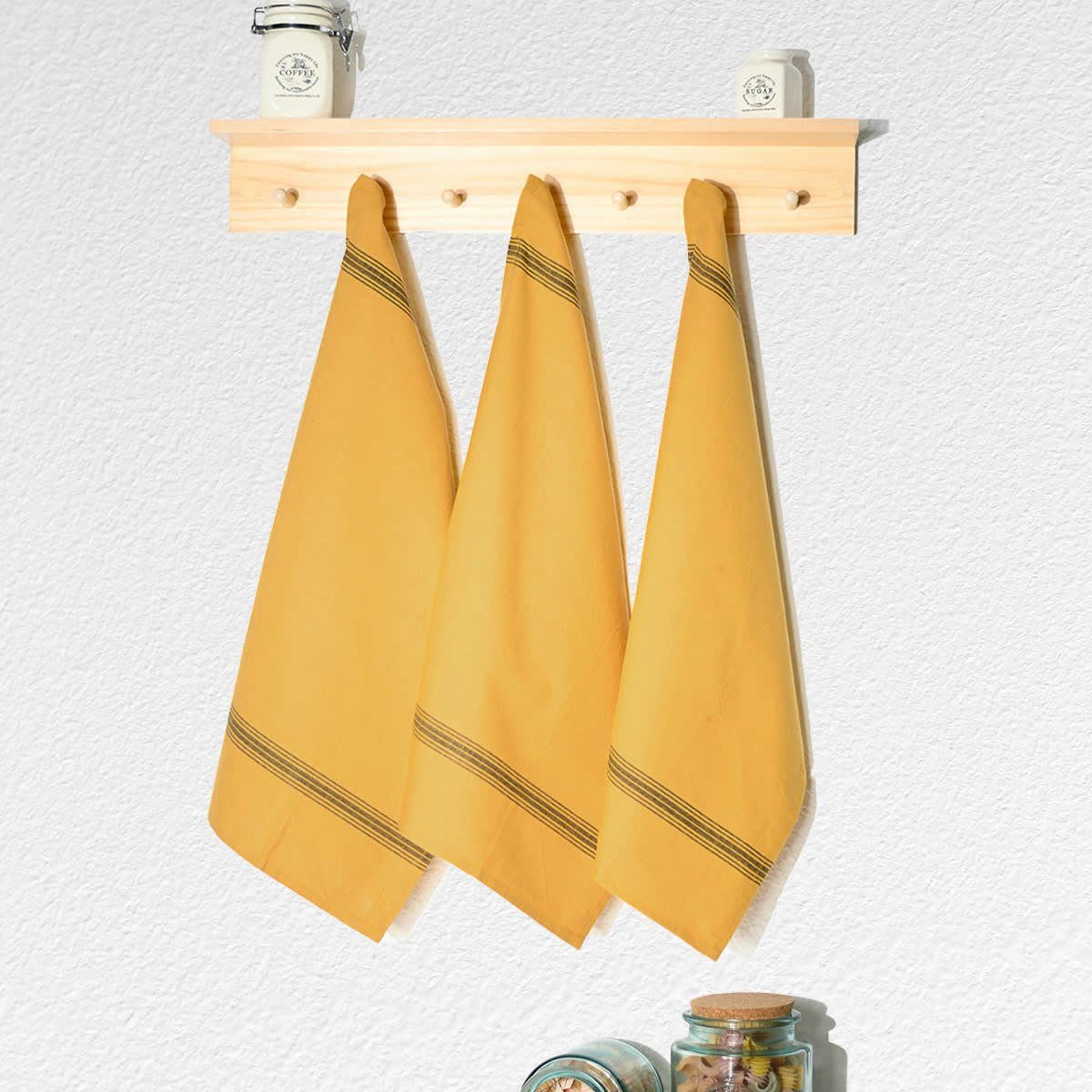 SKANDLIFE - Lot de 3 torchons coton  safran 50x70 cm