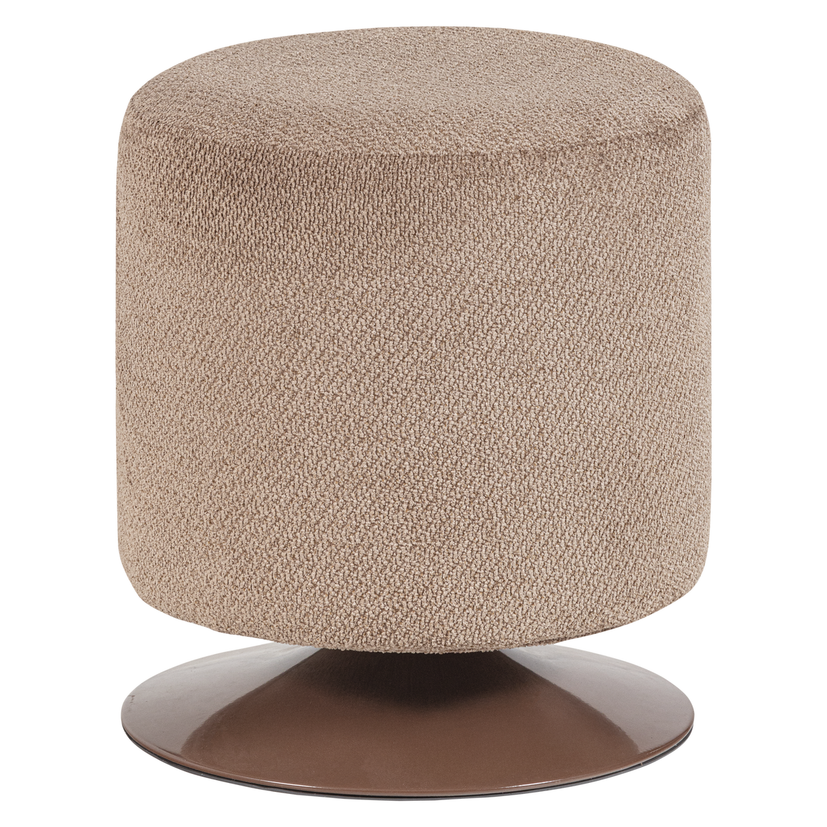 WOOOD poef met draaivoet Islen - Bouclé - Bruin - 47x39x39