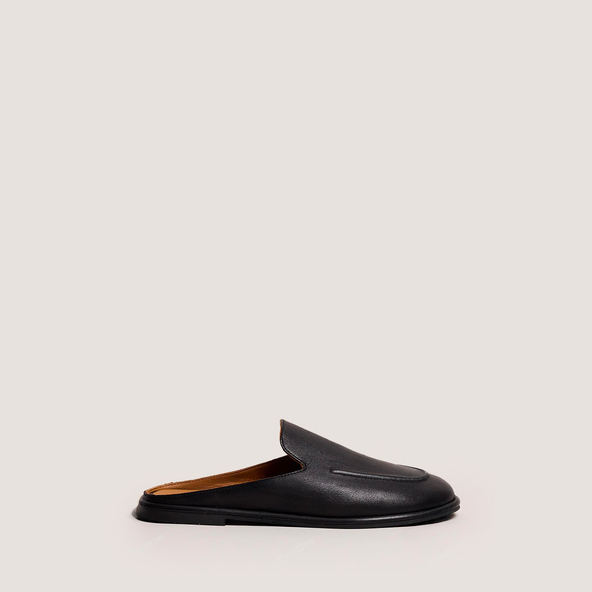Mocassins à bouts arrières ouvertsen cuir noir | JULY