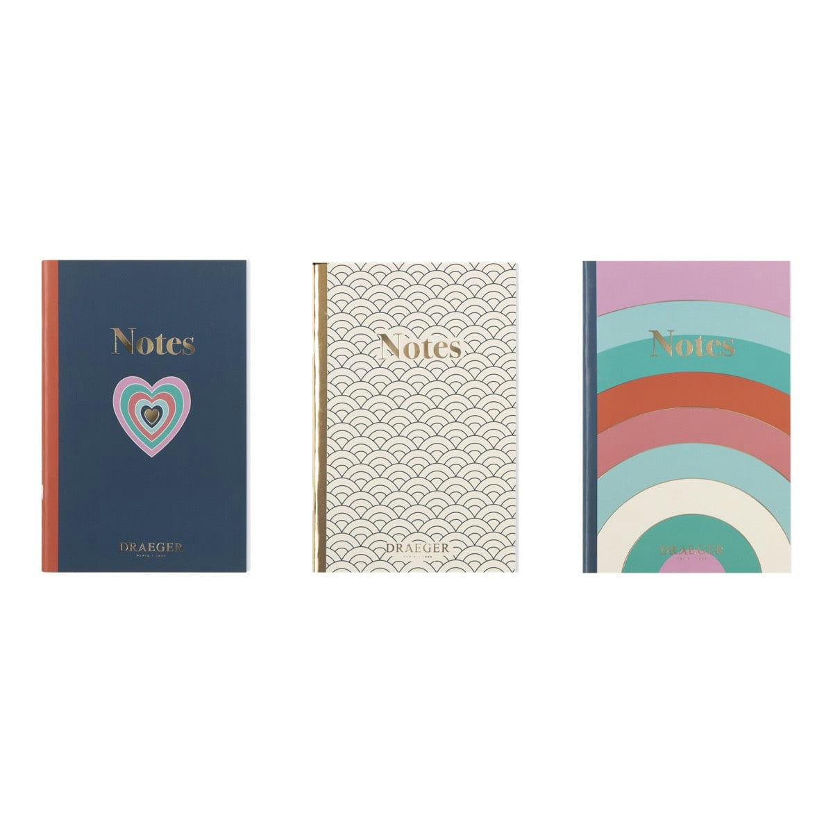 - Lot De 3 Carnets A6 Lignés - Bleu, Ivoire, Pastel