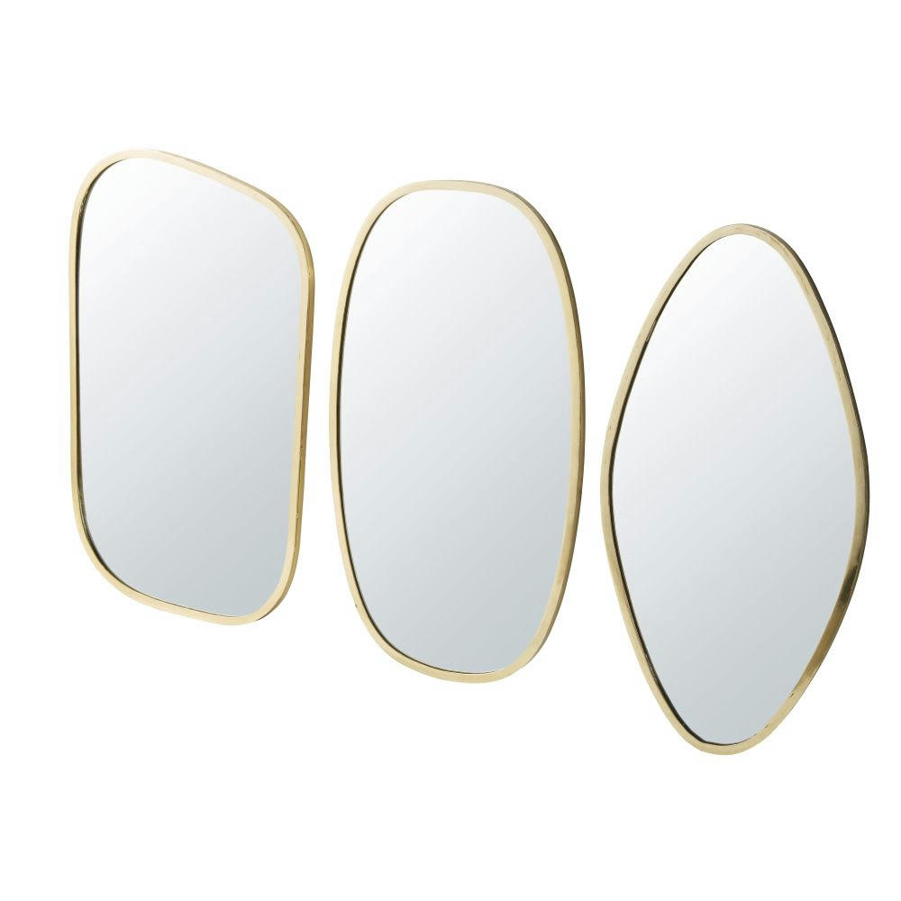 MARINA - Miroirs organiques en métal doré (x3) 37x59