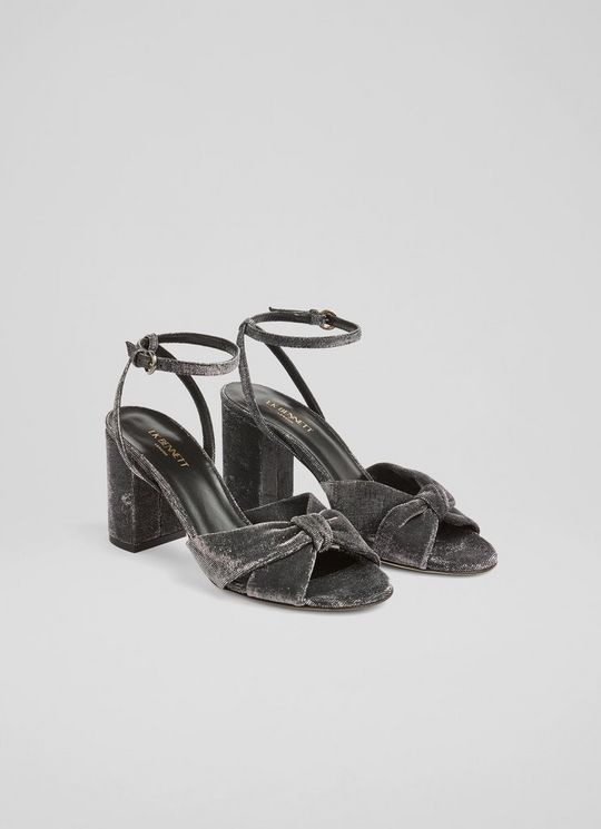 Lucie Gunmetal Fabric Sandals