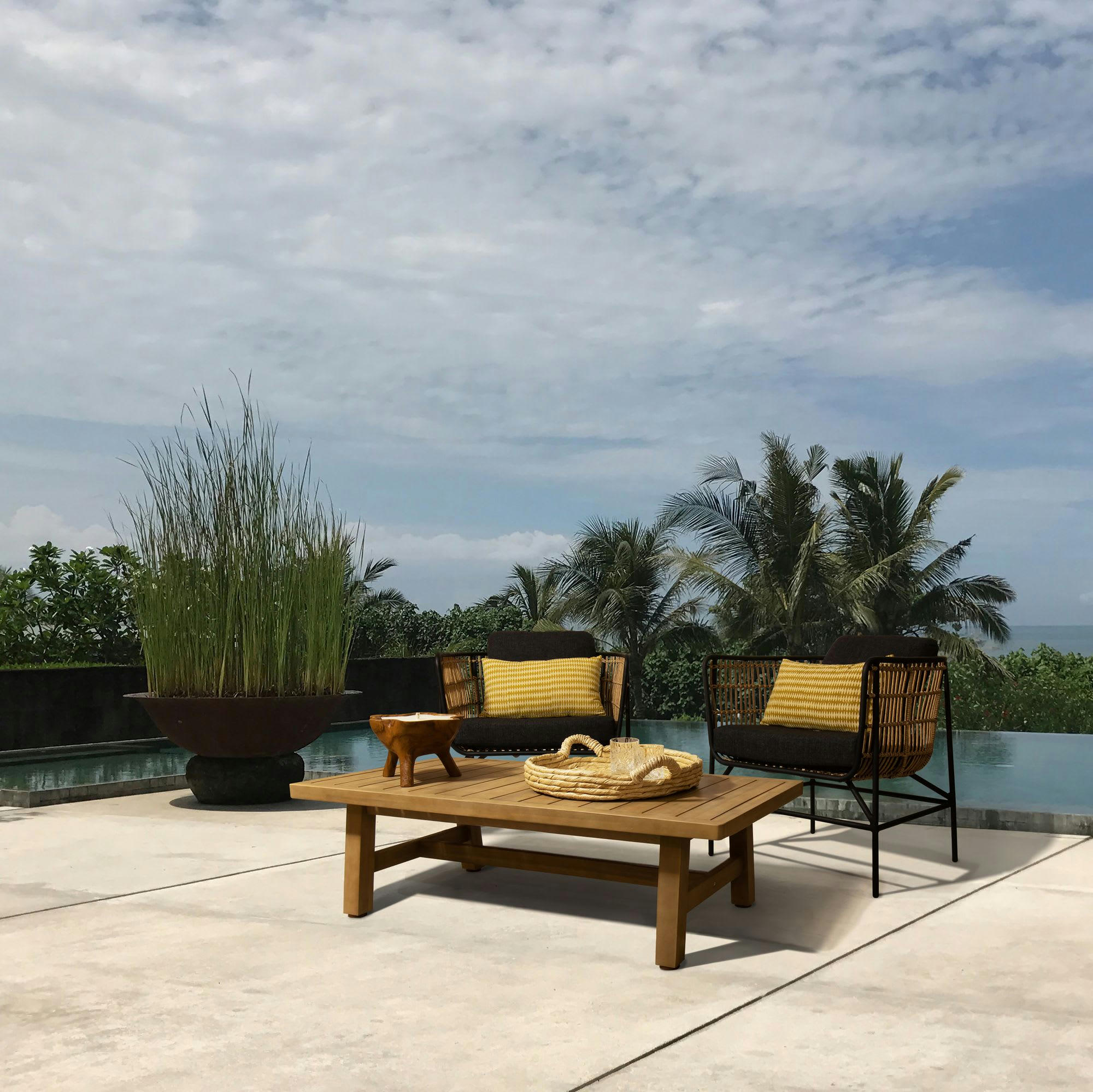 PALAWAN - Salon de jardin en bois d'acacia et rotin 2 places