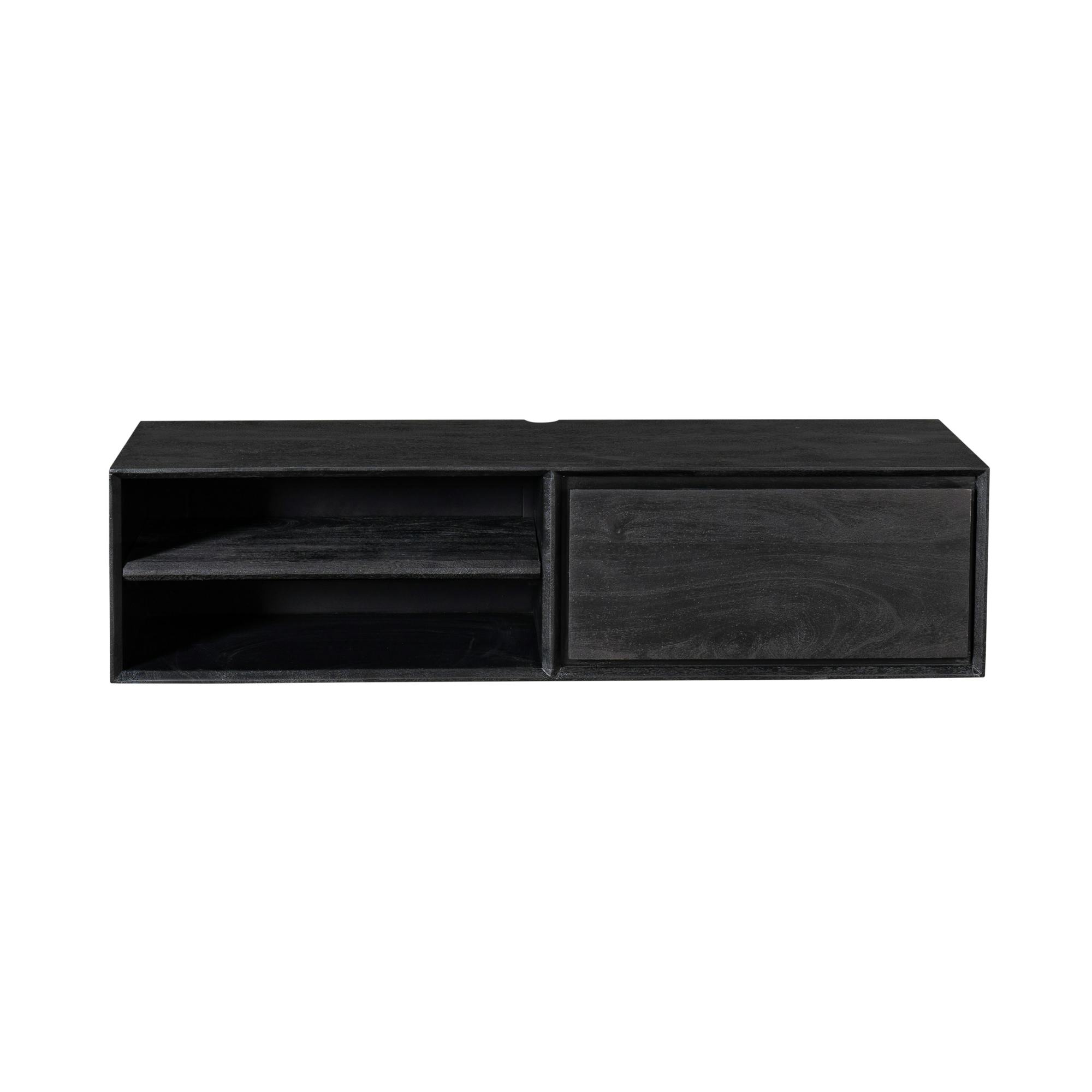 Meuble TV suspendu bois noir 1 tiroir 1 niche AERA