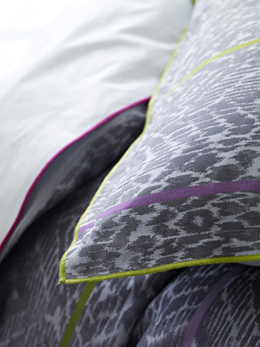 BANDELA - Taie d'oreiller imprimée en percale de coton gris 30x40