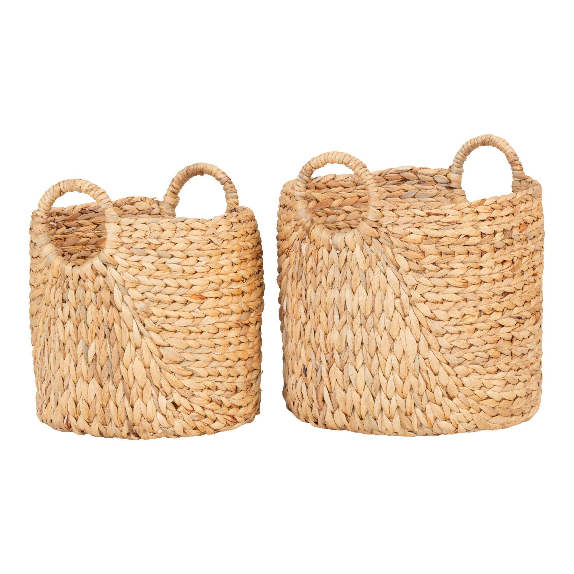 Panier de rangement tressé en jacinthe d'eau (lot de 2)