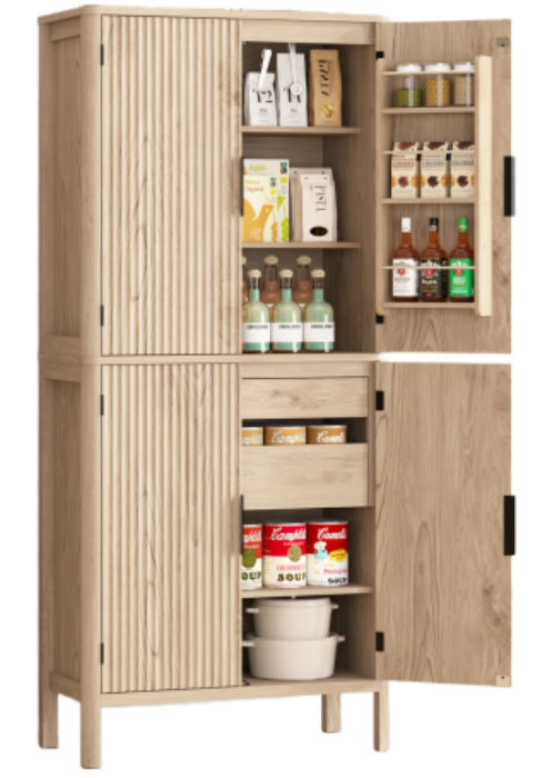 natural wood pantry