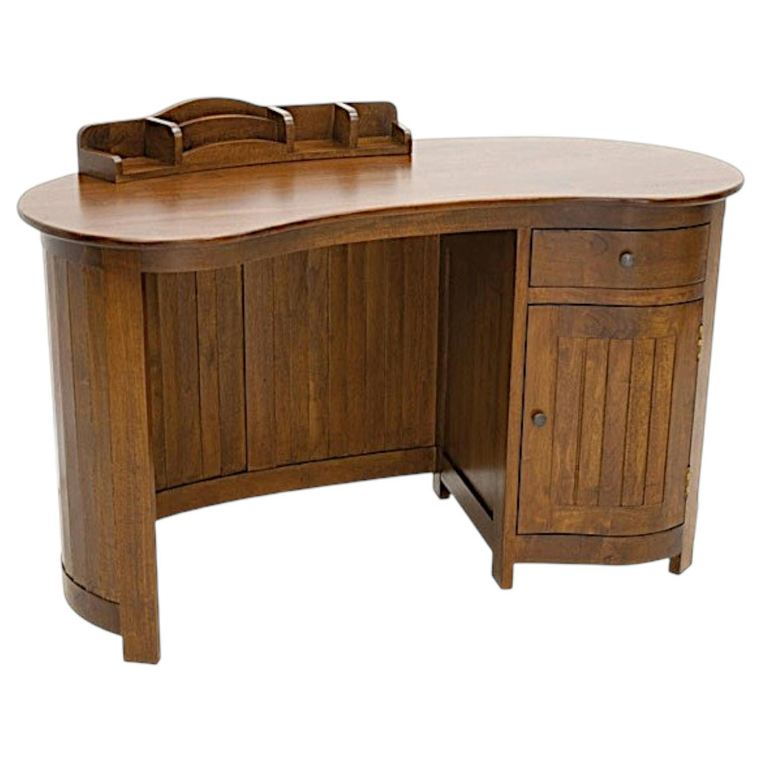 Bureau colonial vague hévéa massif 130cm TRADITION