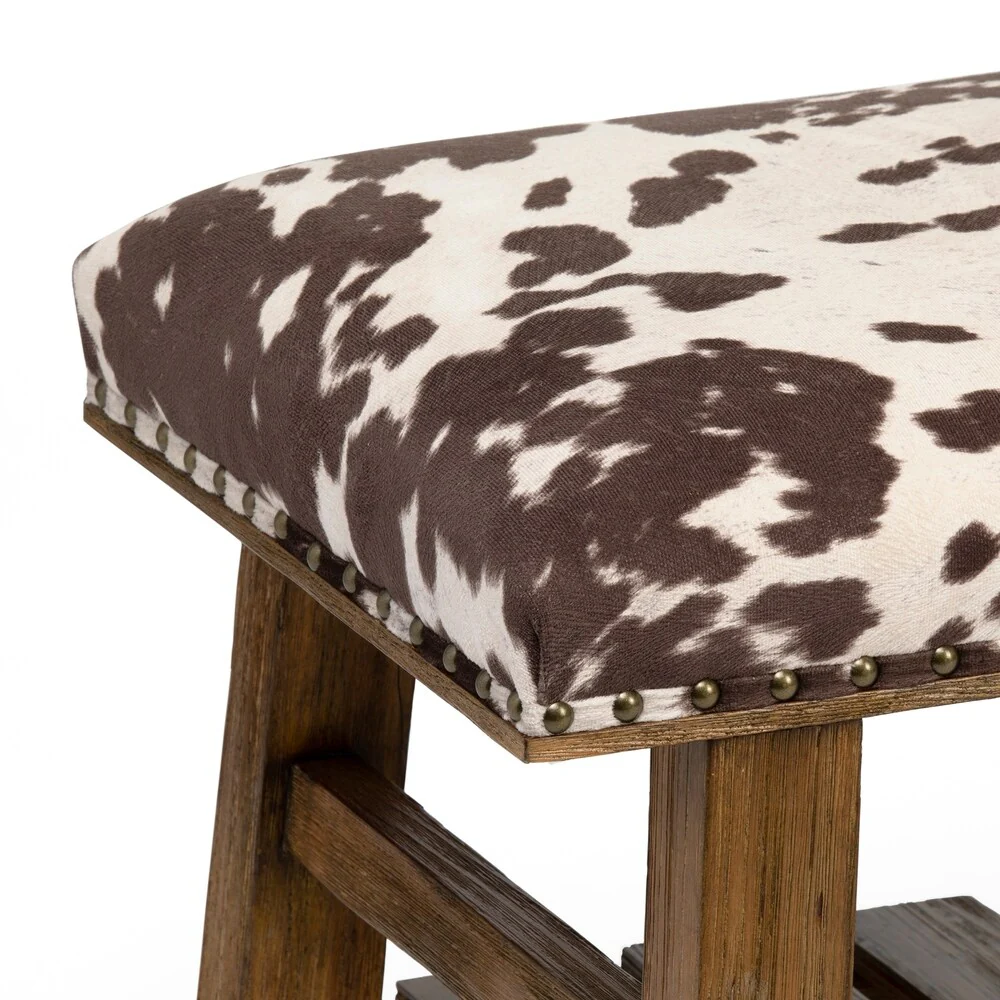 Mesquite Dark Brown Faux Cowhide Bench