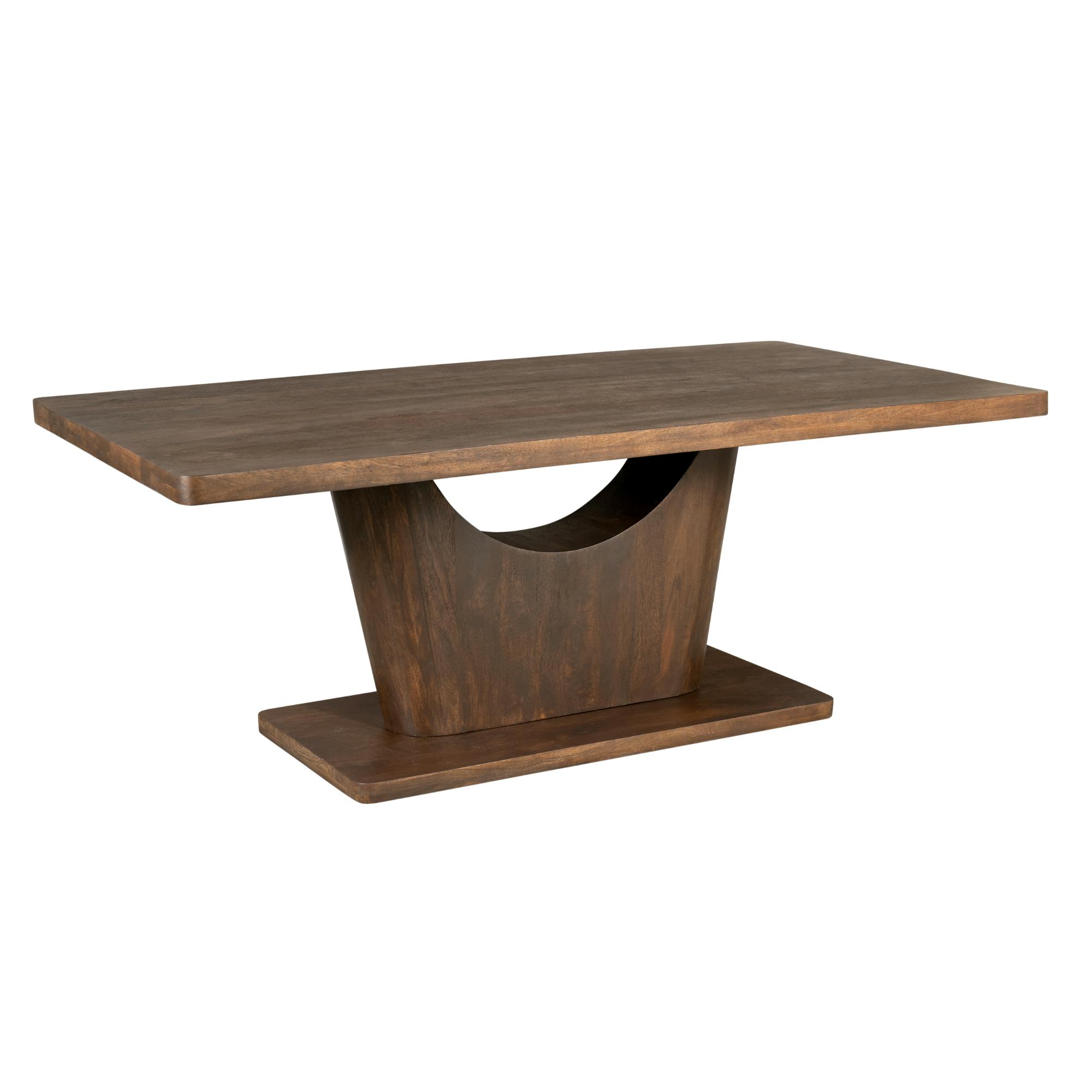 Table à manger bois foncé pied central ouvert 200 cm ARCANA