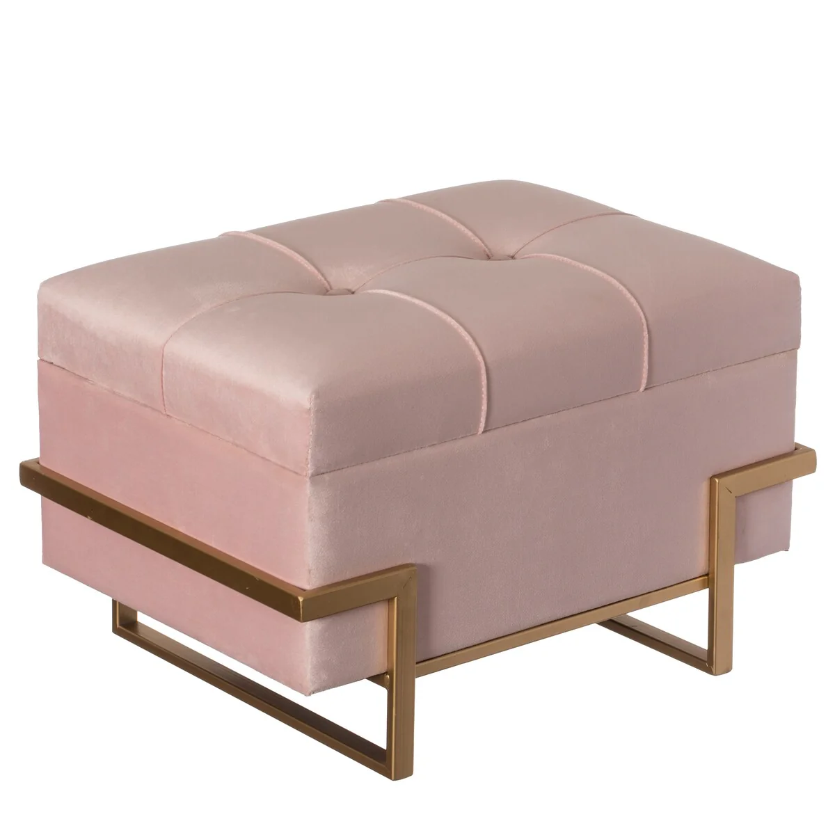 Rectangle Velvet Storage Ottoman Stool Box with Abstract Golden Legs | Decorative Sitting Bench with Unique Base Support