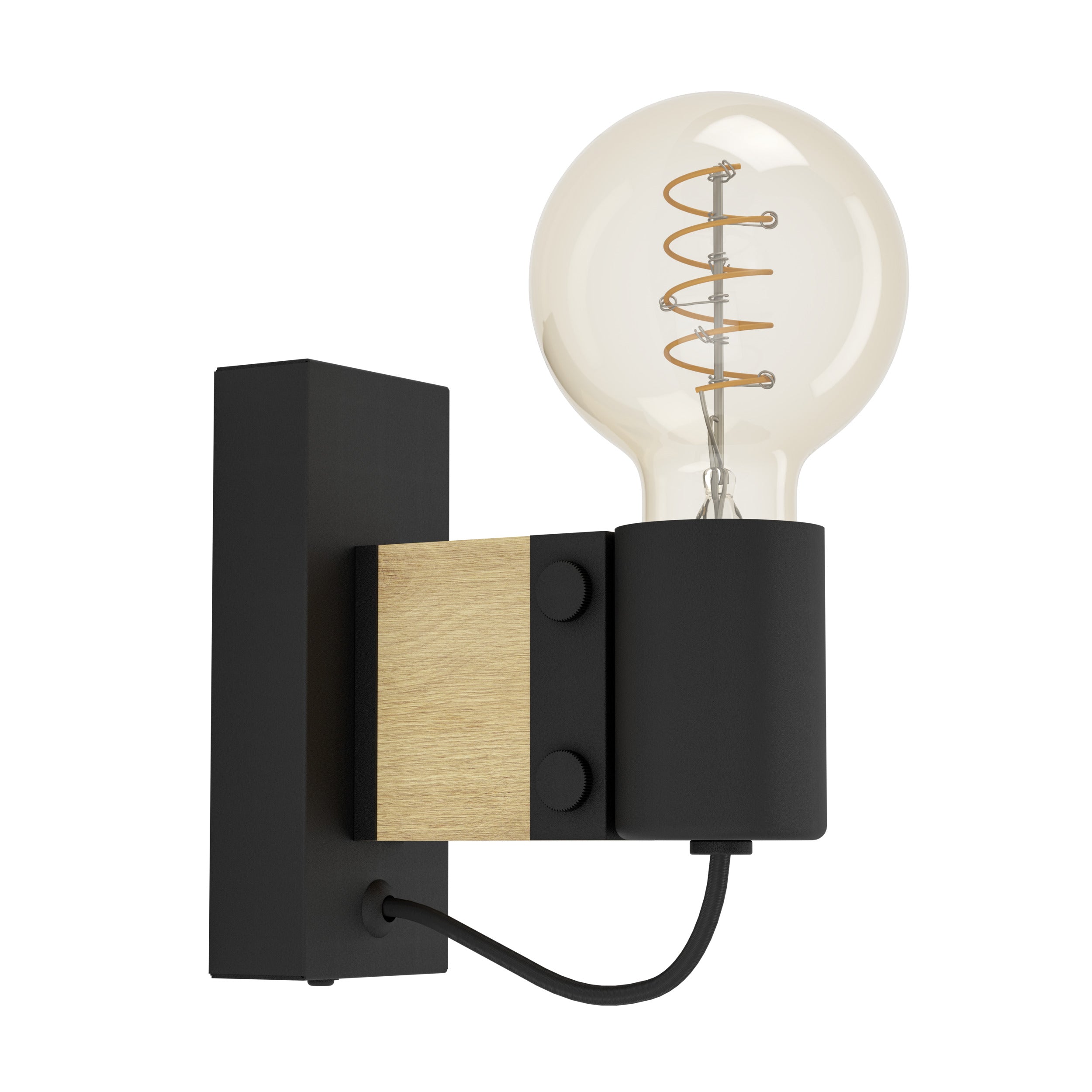 EGLO wandlamp Bailrigg - e27 - hout - zwart, bruin
