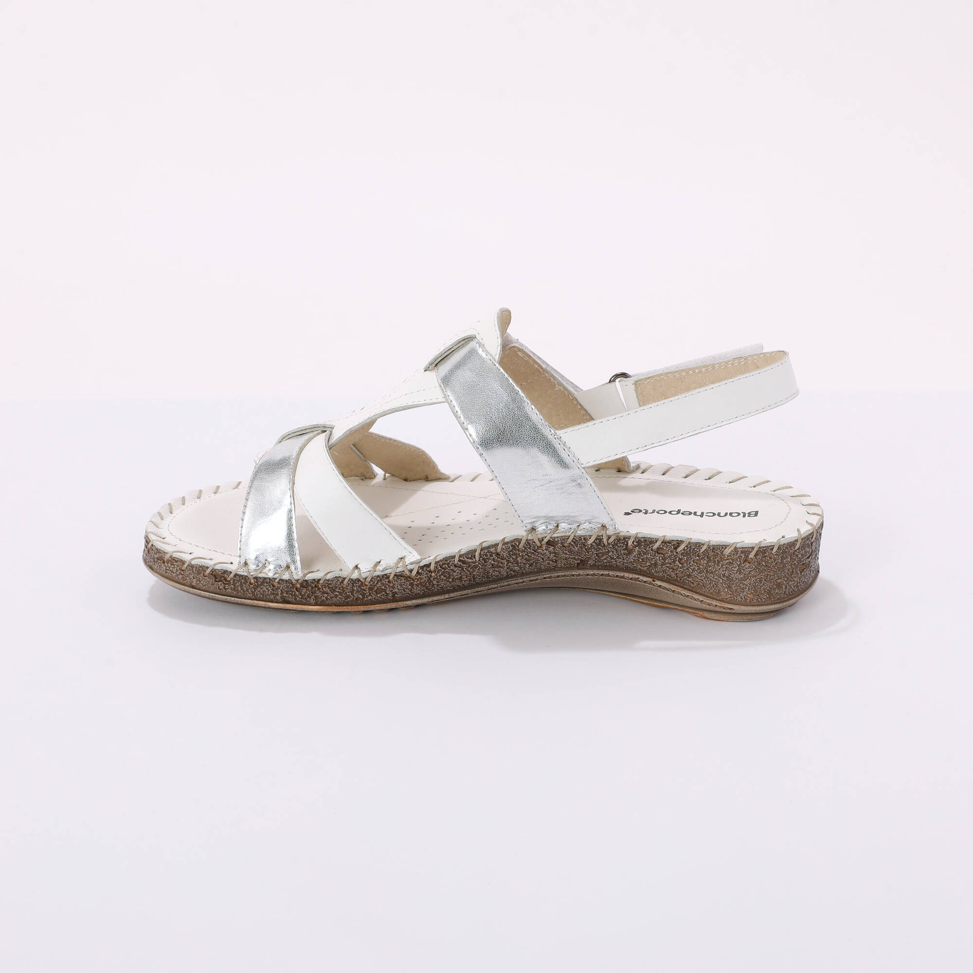 Sandales bicolores en cuir extra souple