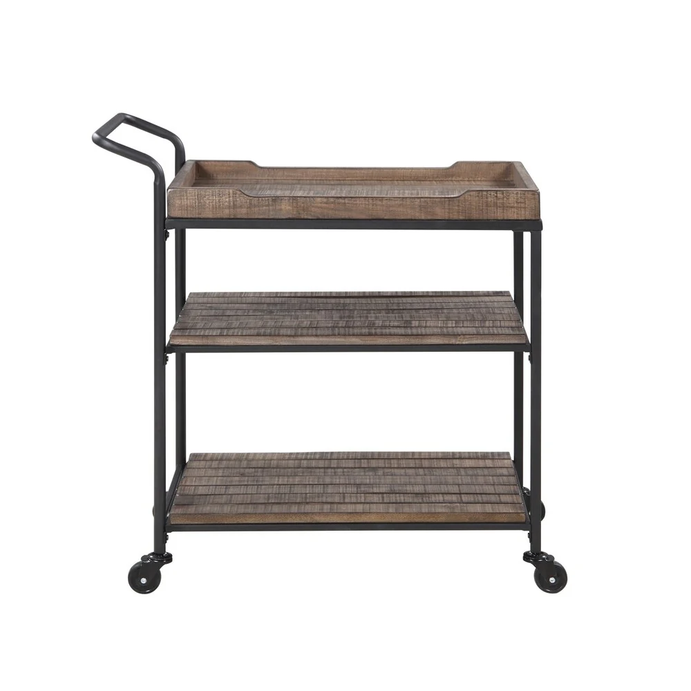 Emerald Home Wheeler Reclaimed Wood 3-shelf Bar Cart