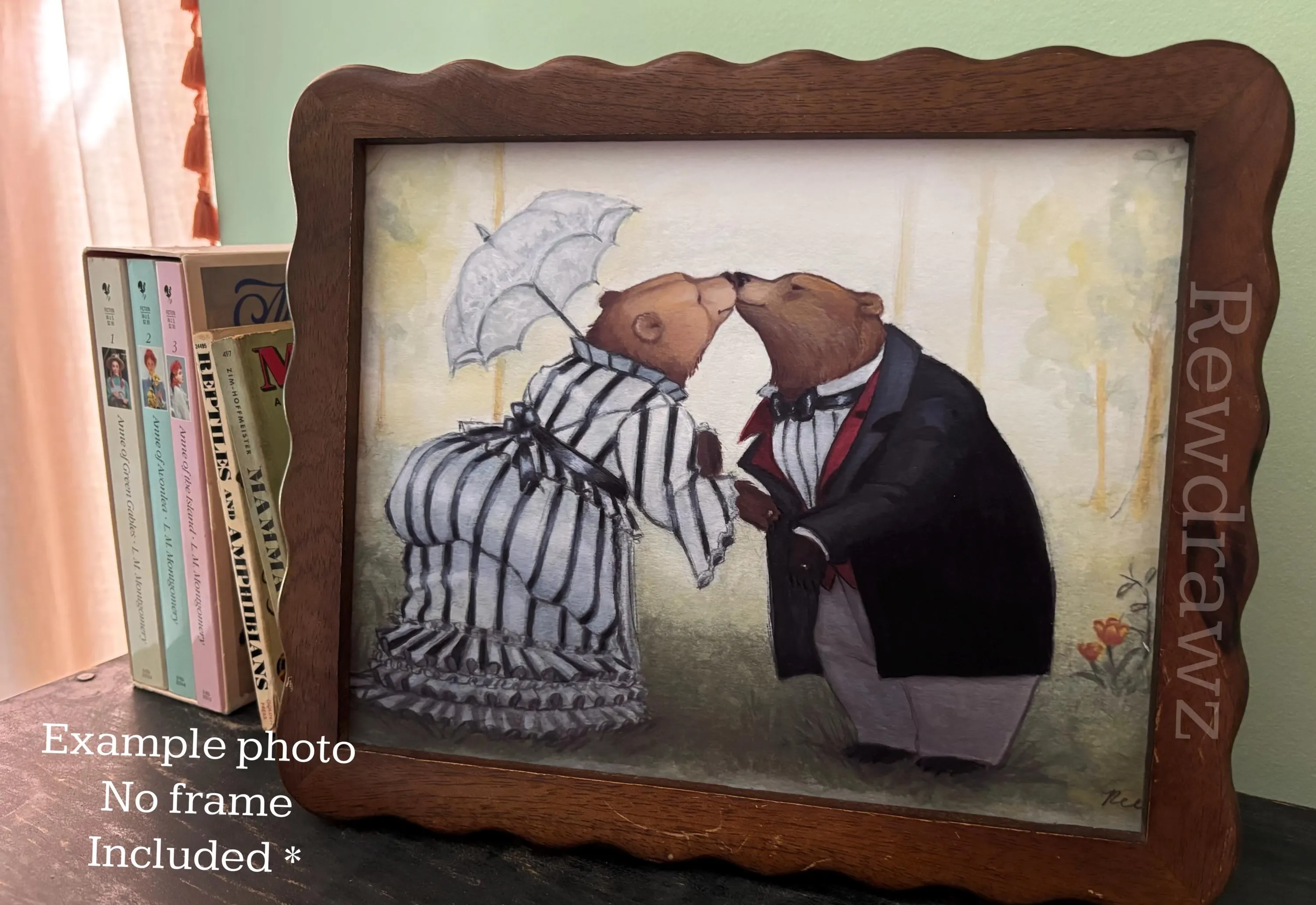 The Kissing Bears art illustration print wall decor