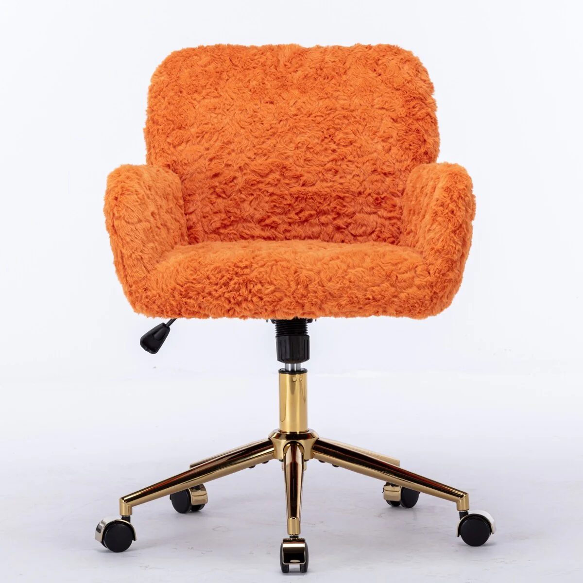 Orange Swivel Office Chair Plush Home Dressing Chair Office Chair Rolling Chair