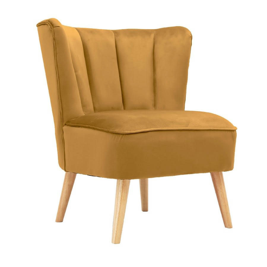 VELVET - Fauteuil design en tissu noisette style vintage