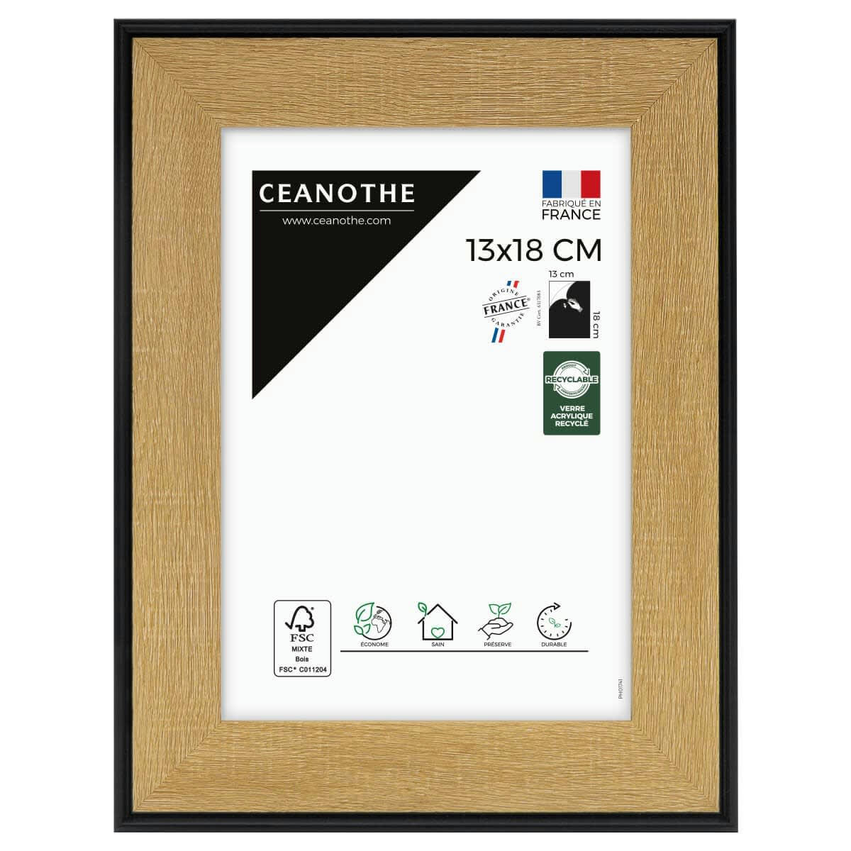 LOFT - Cadre photo marron et noir 13x18 cm résine recyclée
