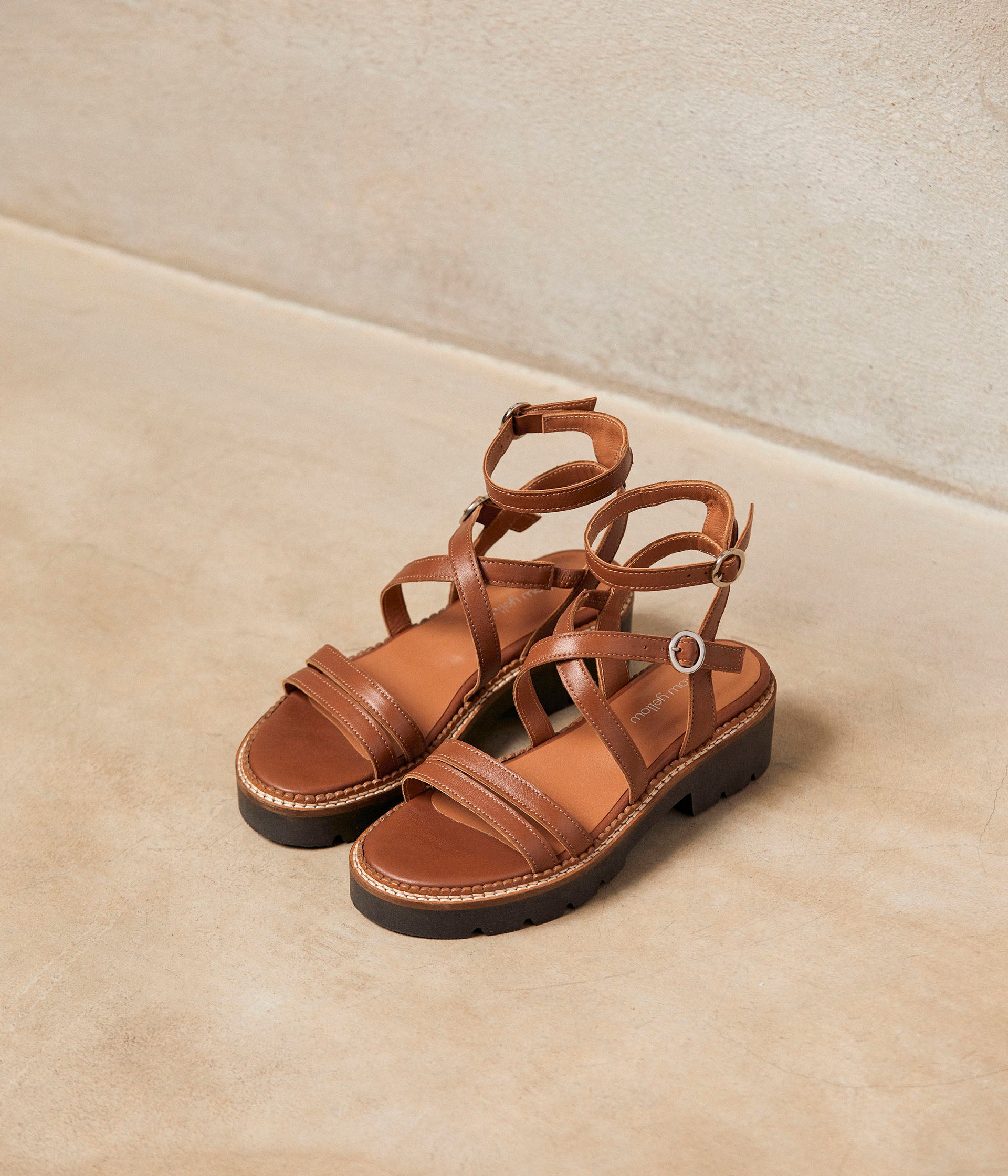 Sandales cuir cognac Inès