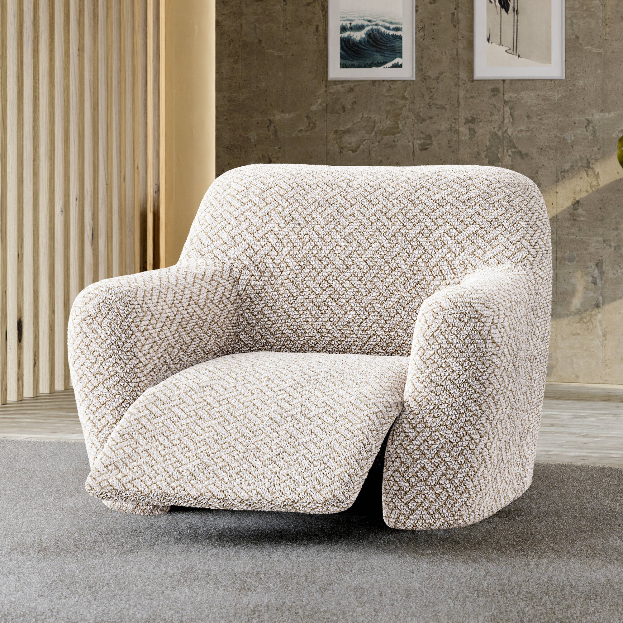 Housse bi-extensible microfibre gaufrée graphique spéciale relax