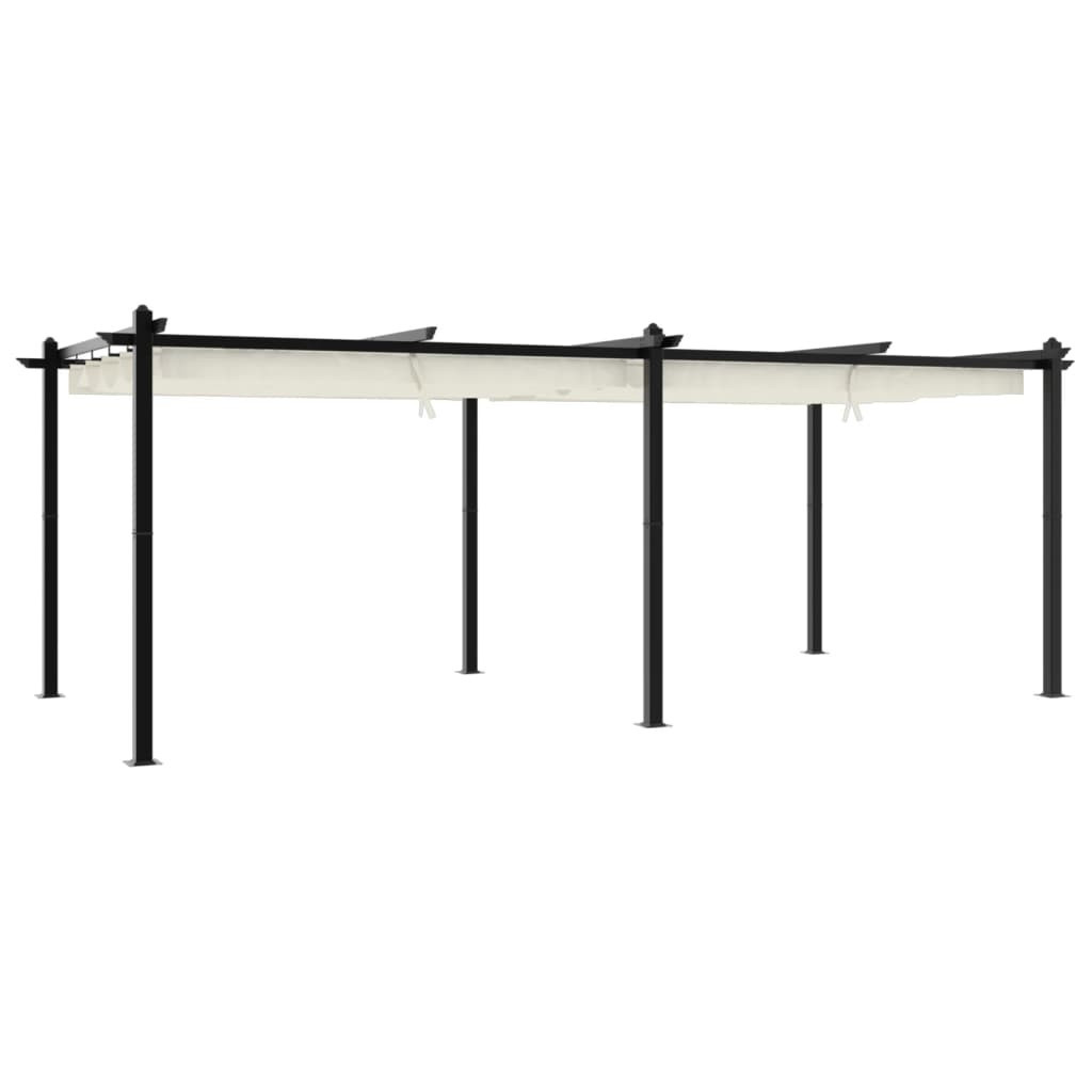 Altana ogrodowa ze zwijanym dachem, kremowa, 3x6 m, aluminium