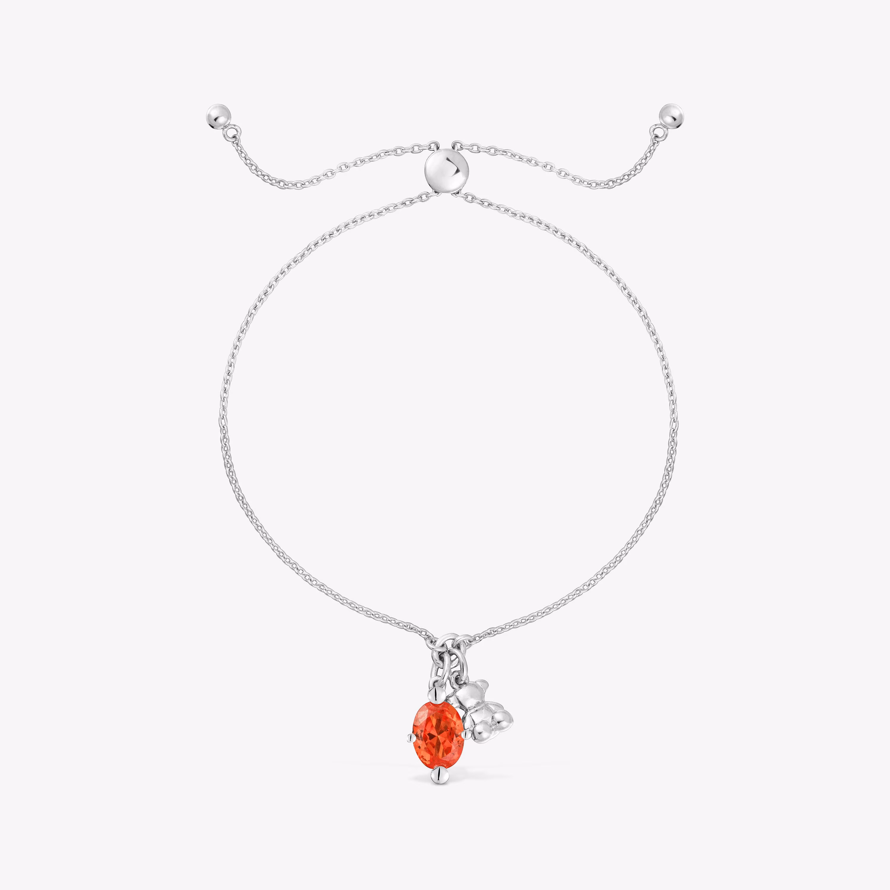 Pulsera cadena motivo oso de plata y zafiro naranja creado en laboratorio Bold Bear LGG
