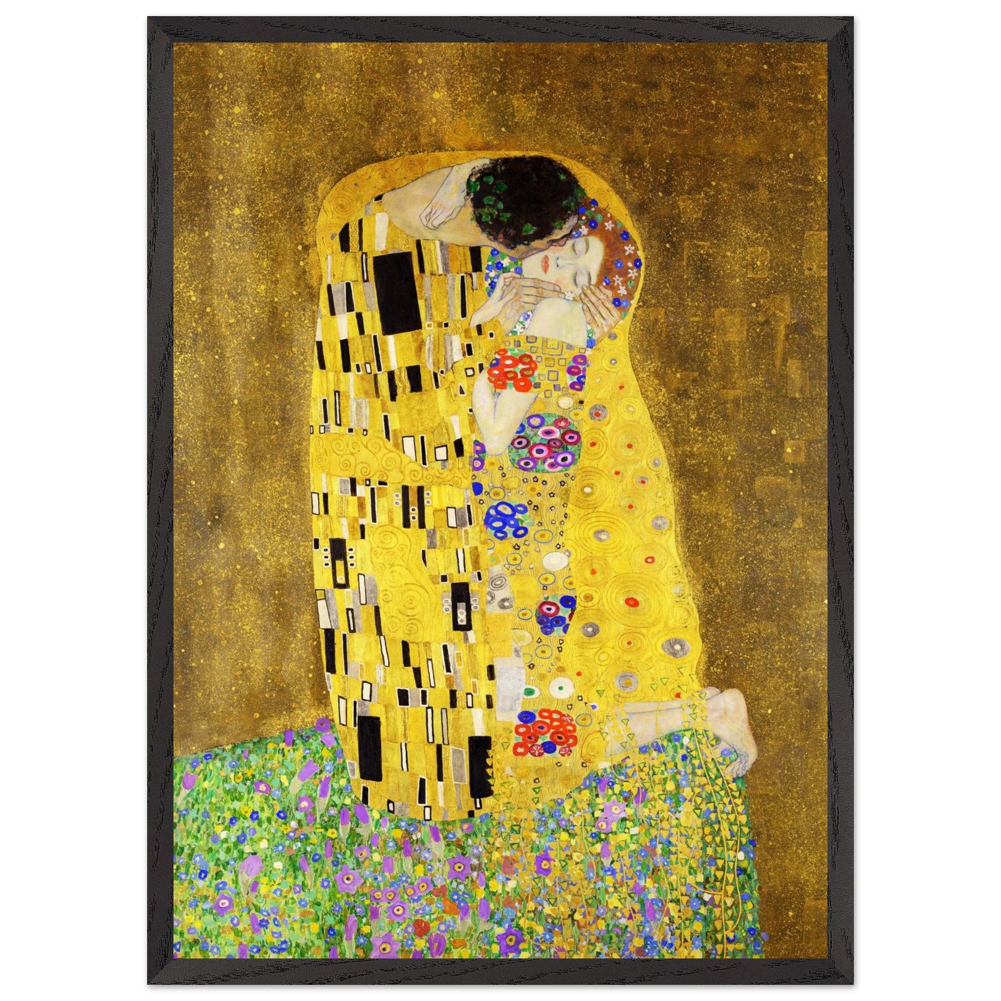 Artfulprints Poster met Lijst Gustav Klimt - The kiss  - 50x70 cm - Geel