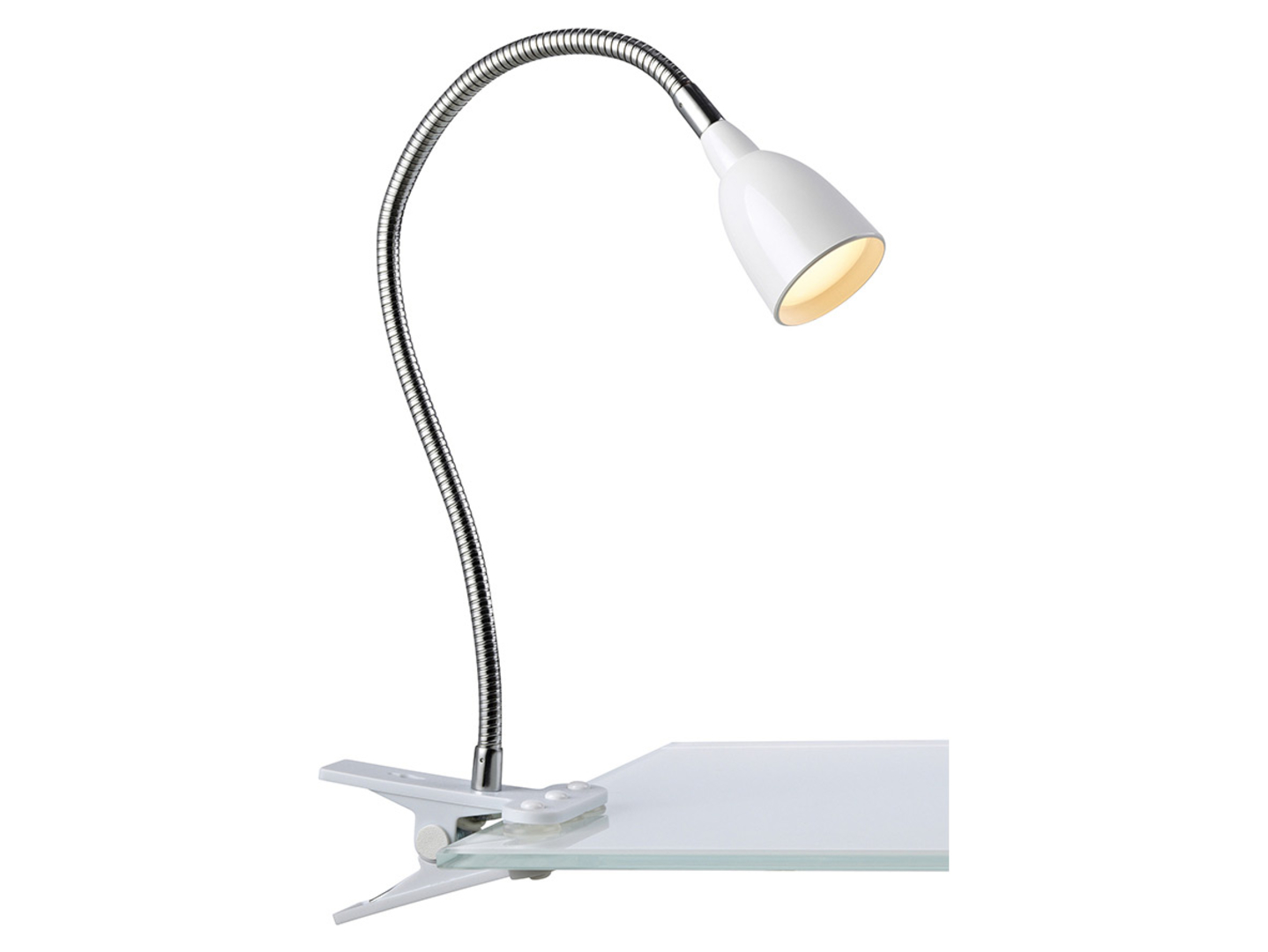 Lampka biurkowa klips Tulip LED metalowa biała
