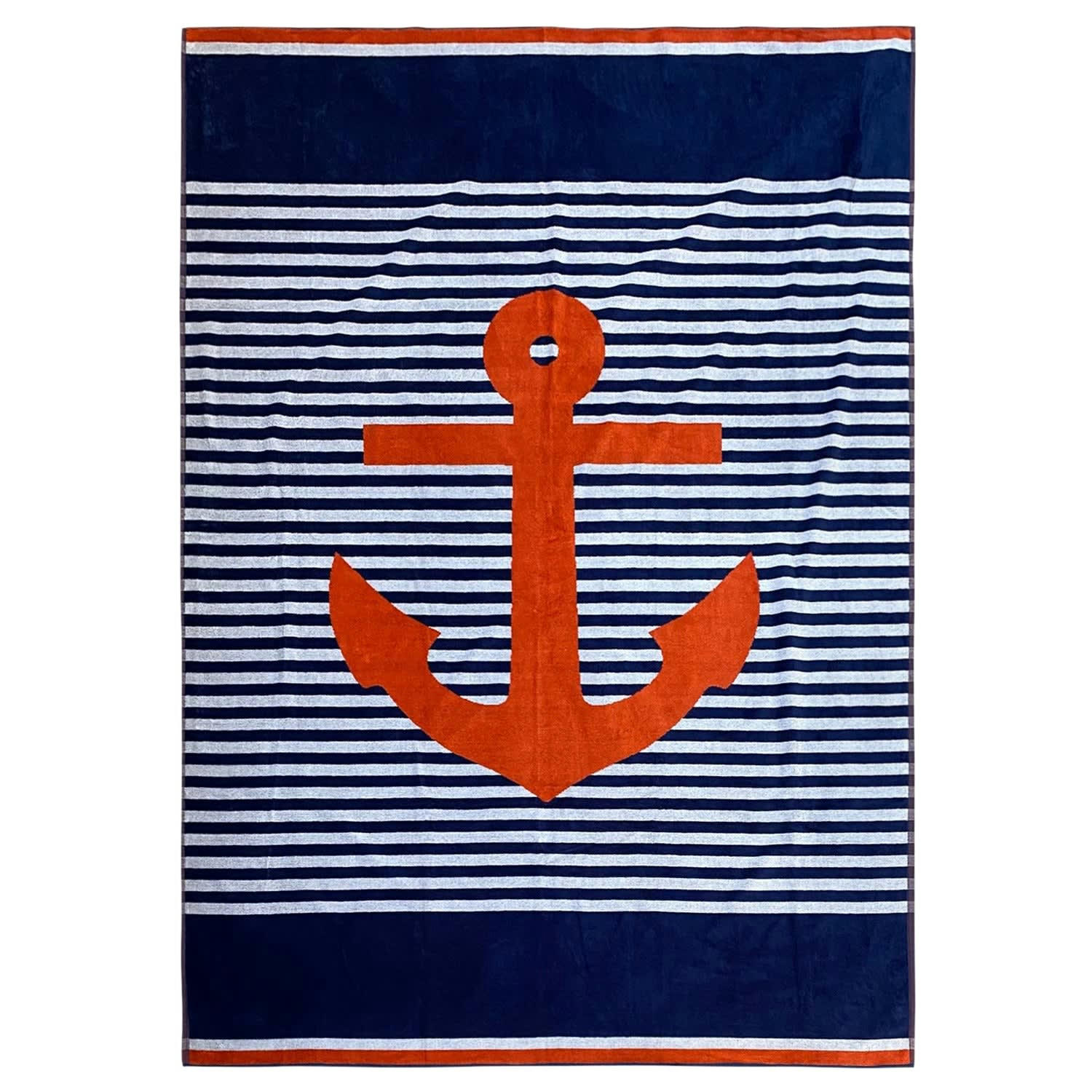 PLAGE - Serviette de plage éponge velours Jacquard Cliffe marine 140x180