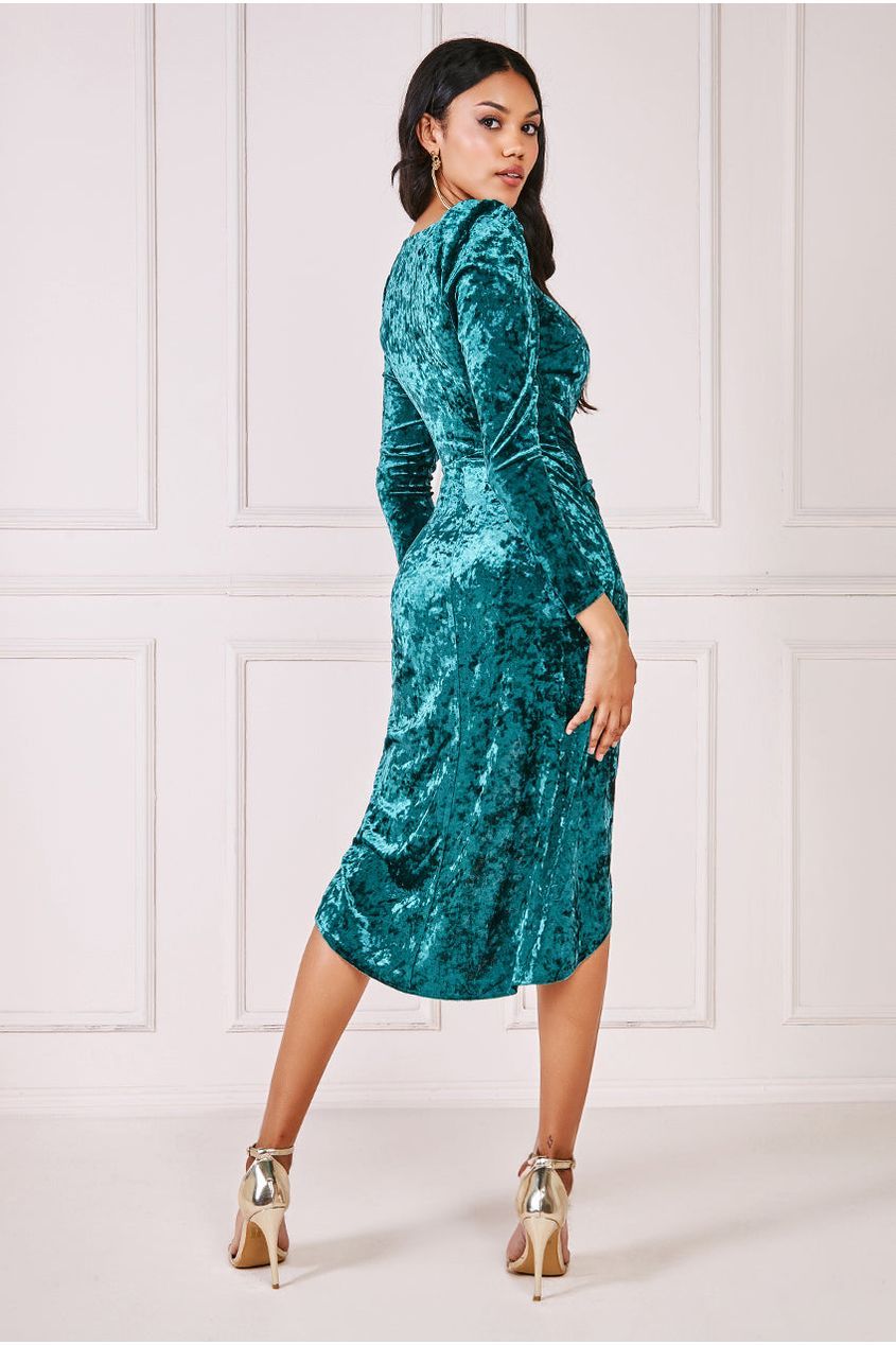 Goddiva Flared Hem Ice Velvet Midi