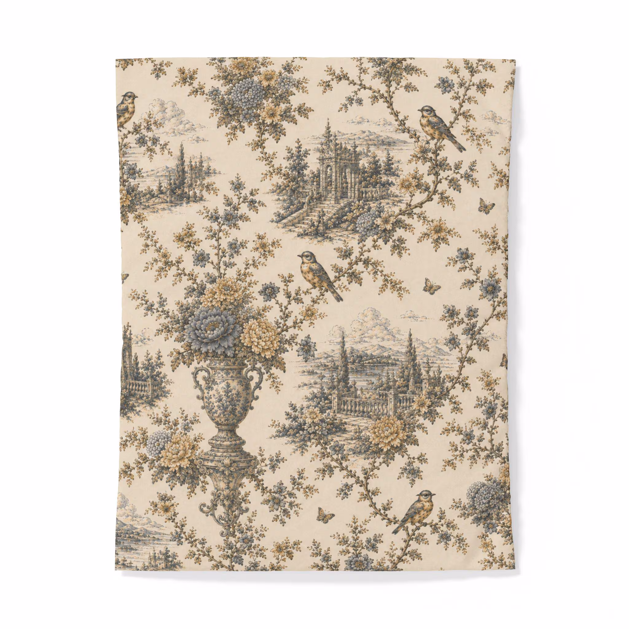 Vintage Toile Cotton Duvet Cover | French Country Floral Bedding | Cottage Bedroom Decor | Duvet Cover Only