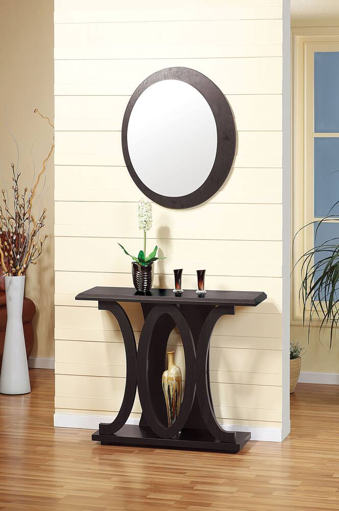 Brassex Double Pedestal Console Table with Storage, Dark Cherry