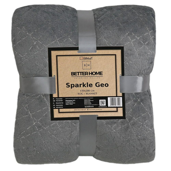 Koc narzuta z mikrofibry 150x200 Sparkle Geo szary Domarex