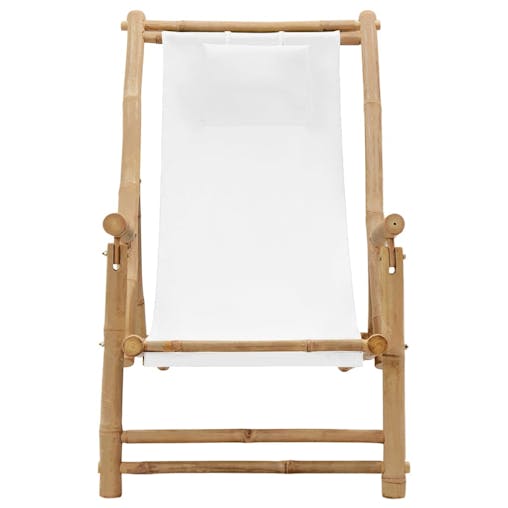NNEVL Deck Chair Bamboo and Canvas Cream White