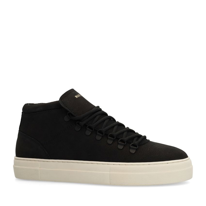 Manfield Zwarte nubuck sneakers