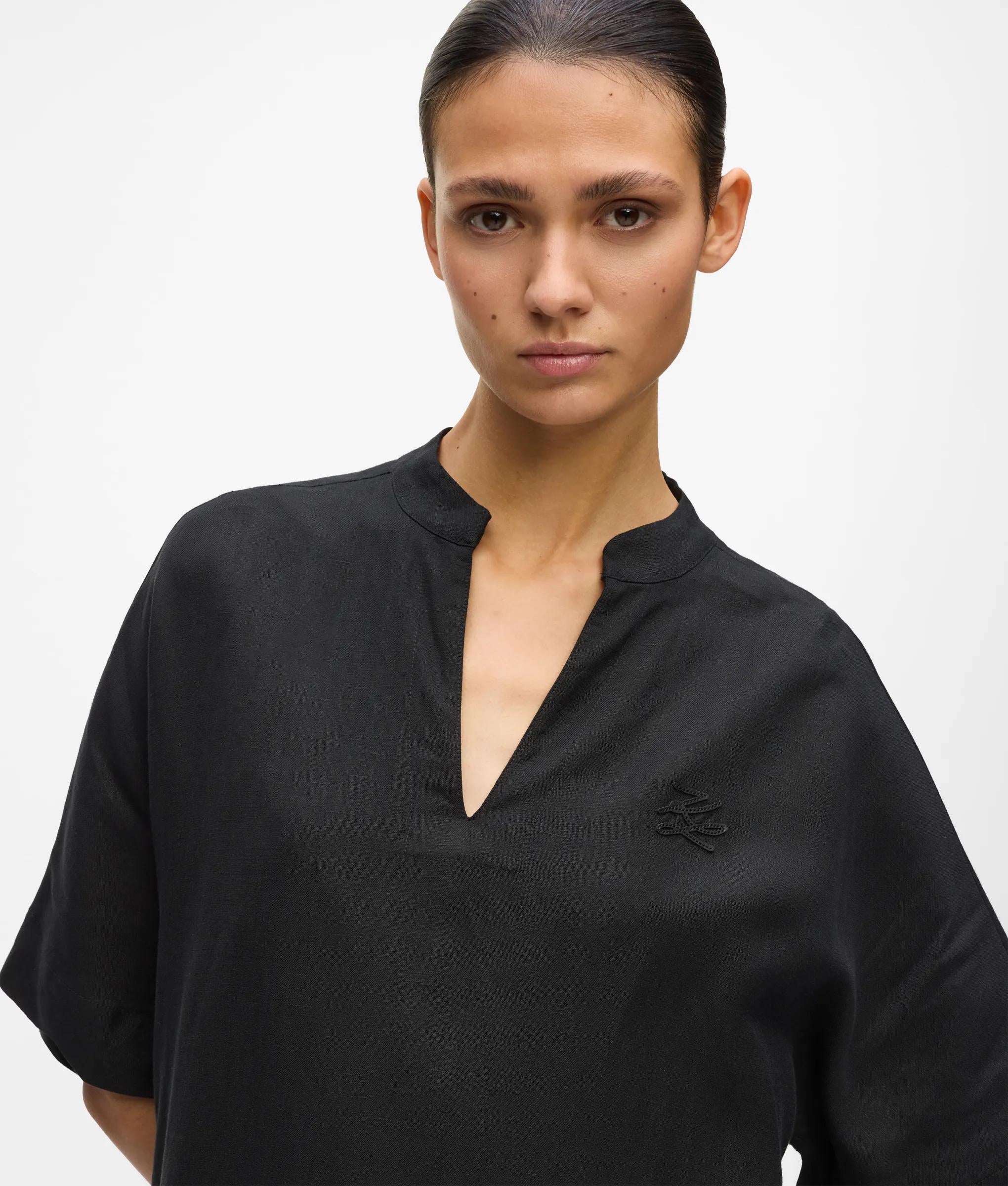 Robe droite en mélange de lin