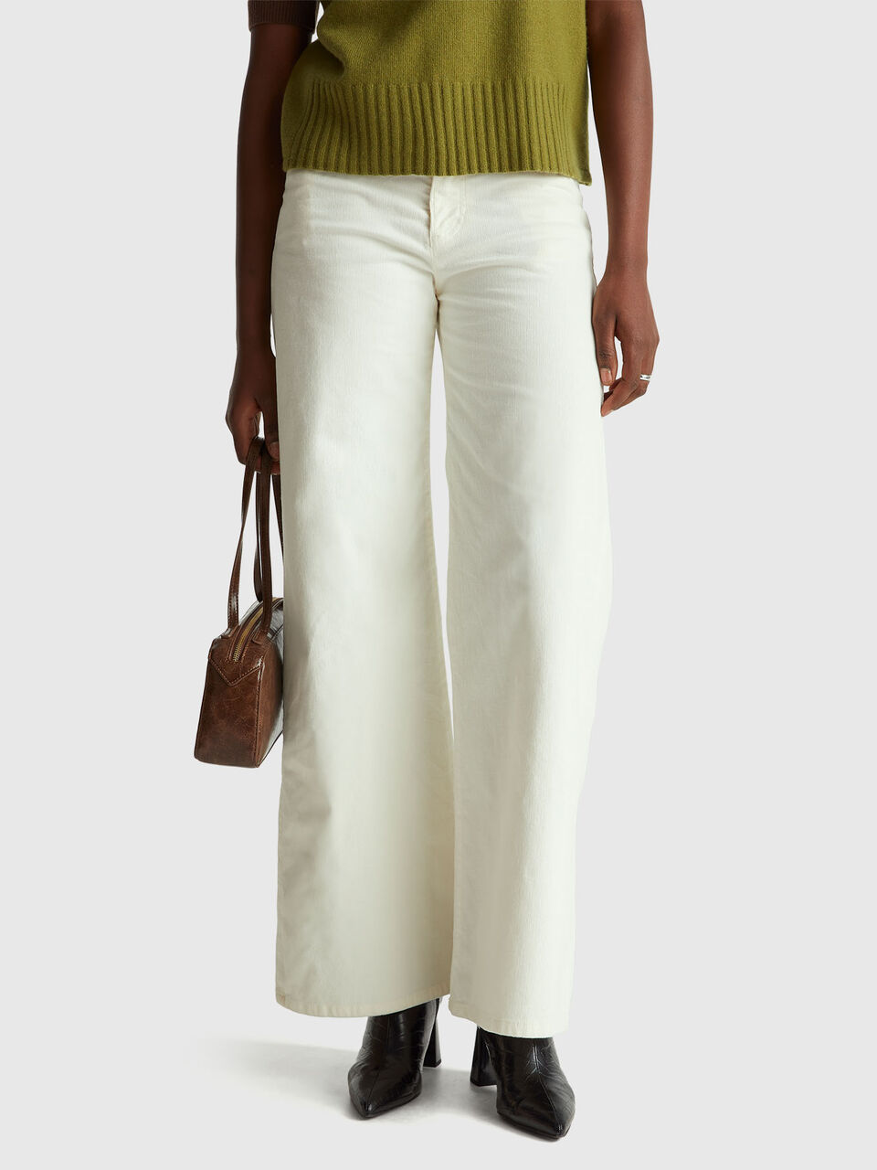 Wide fit velvet trousers