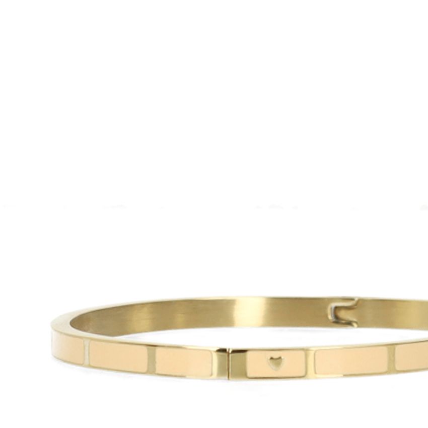 Manfield Gouden stalen armband met roze details