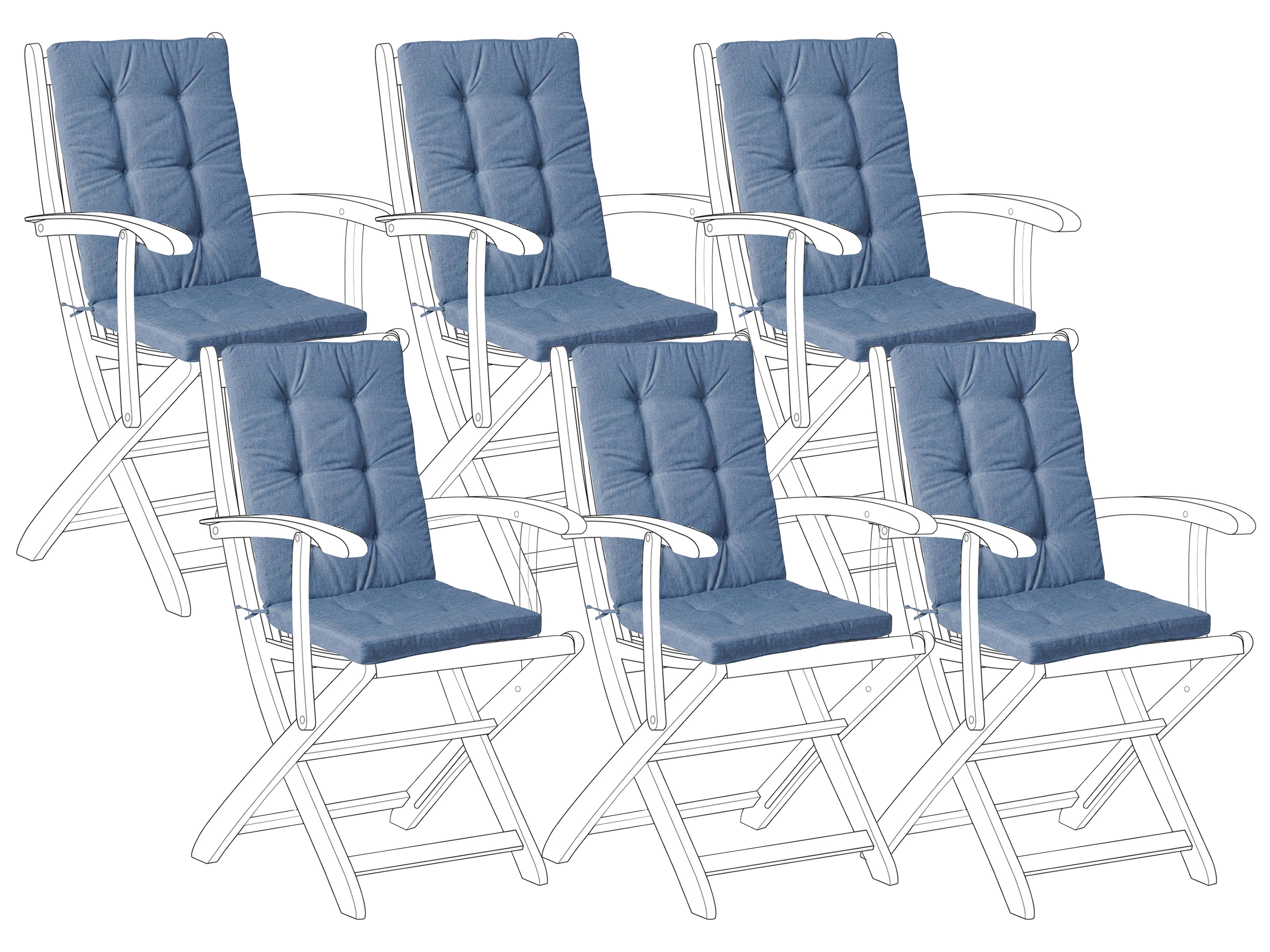 Set of 2 Back/Seat Cushions JAVA/AMANTEA PREMIUM 50 x 71 cm Blue