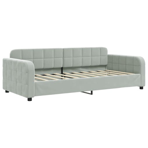 NNEVL Daybed with Trundle and Drawers Light Grey 90x190 cm Velvet